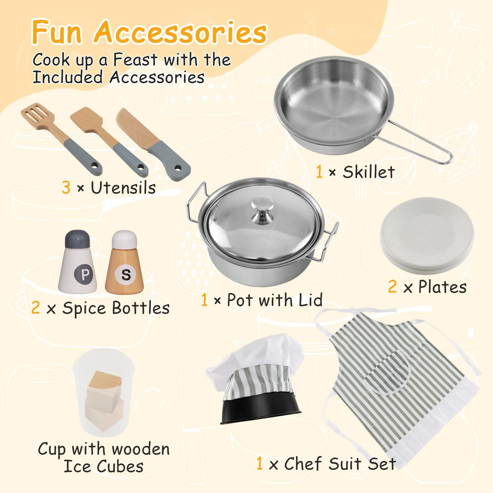 HONEY JOY Corner Play Kitchen, Toddler Kitchen Playset - Image 7