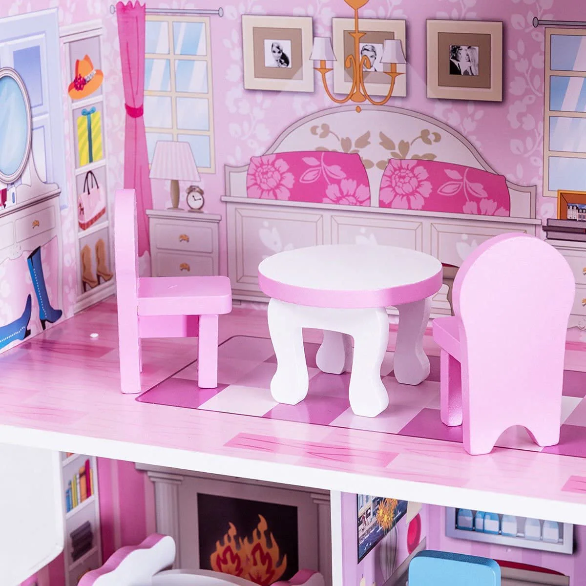 HONEY JOY Dollhouse with 8Pcs Furniture - Image 7