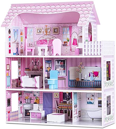 HONEY JOY Dollhouse with 8Pcs Furniture - Image 8