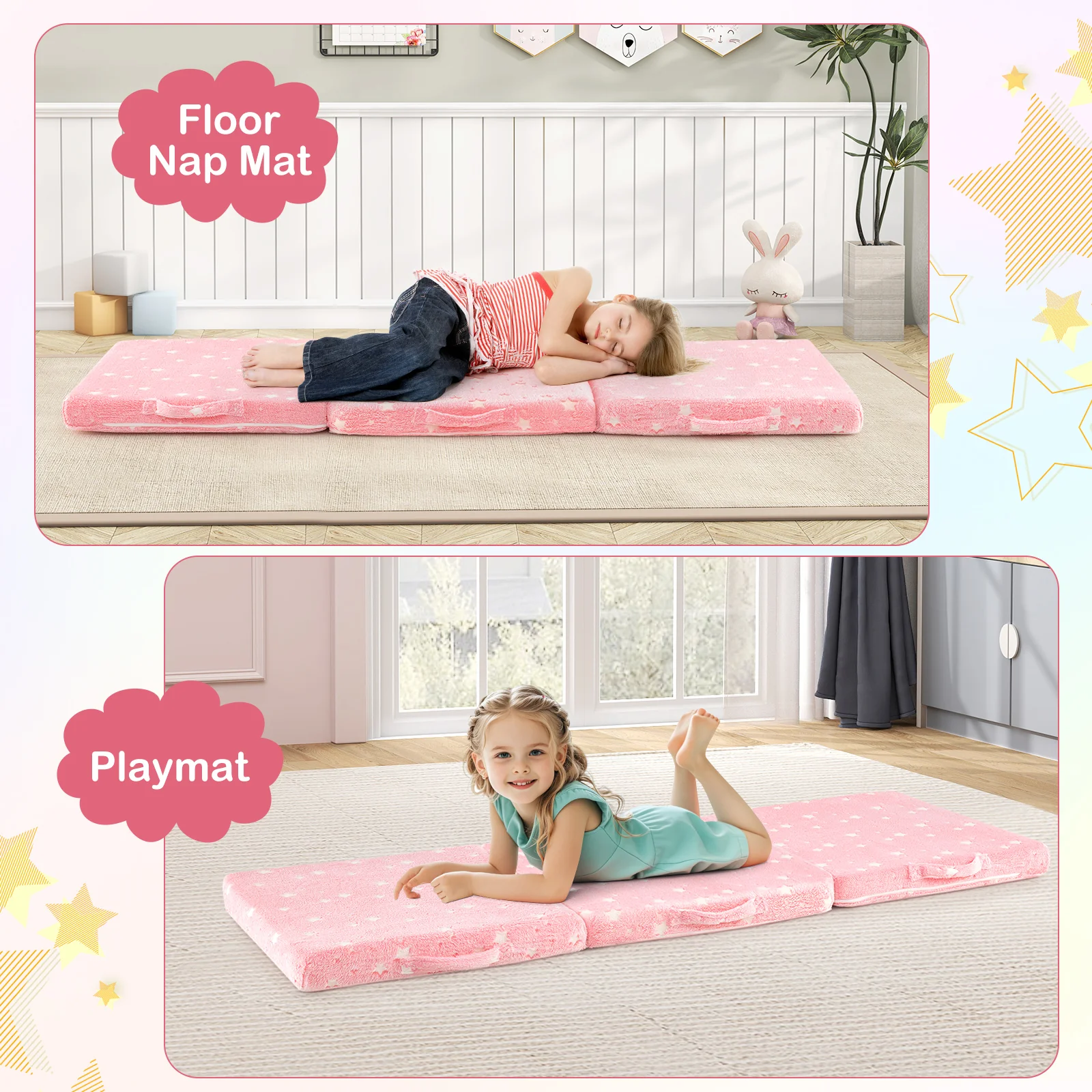 HONEY JOY Foldable Floor Mattress for Kids - Image 4