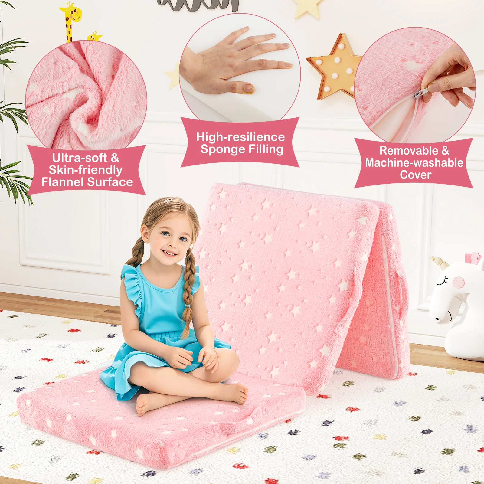 HONEY JOY Foldable Floor Mattress for Kids - Image 5