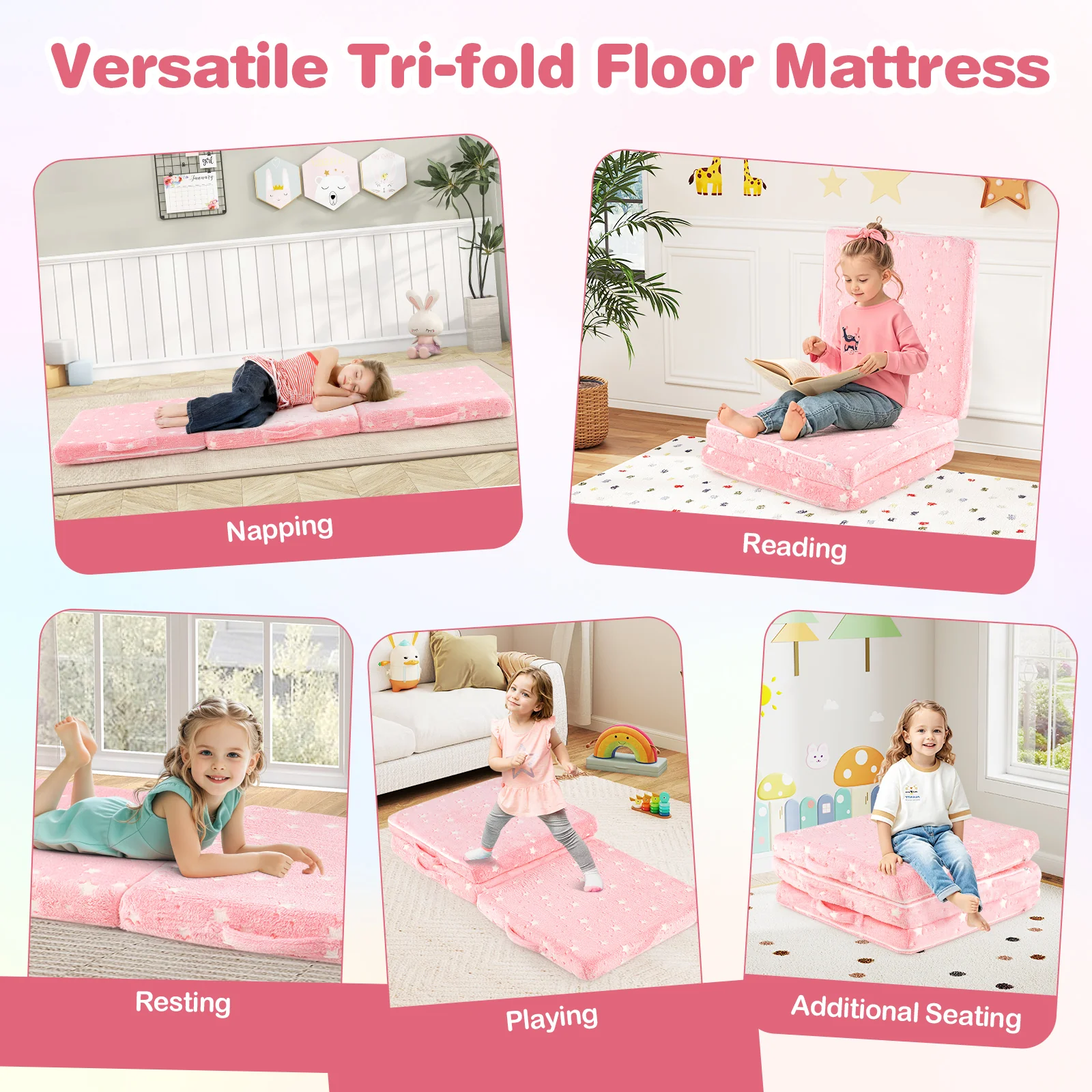HONEY JOY Foldable Floor Mattress for Kids - Image 7