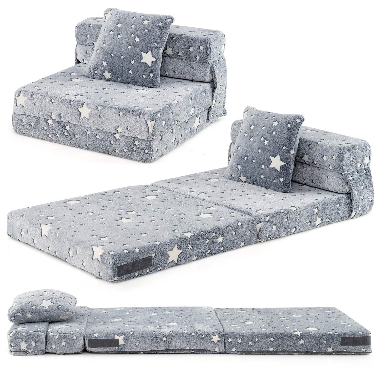 HONEY JOY Glow in The Dark Kids Folding Sofa Bed Floor Mattress - Image 10