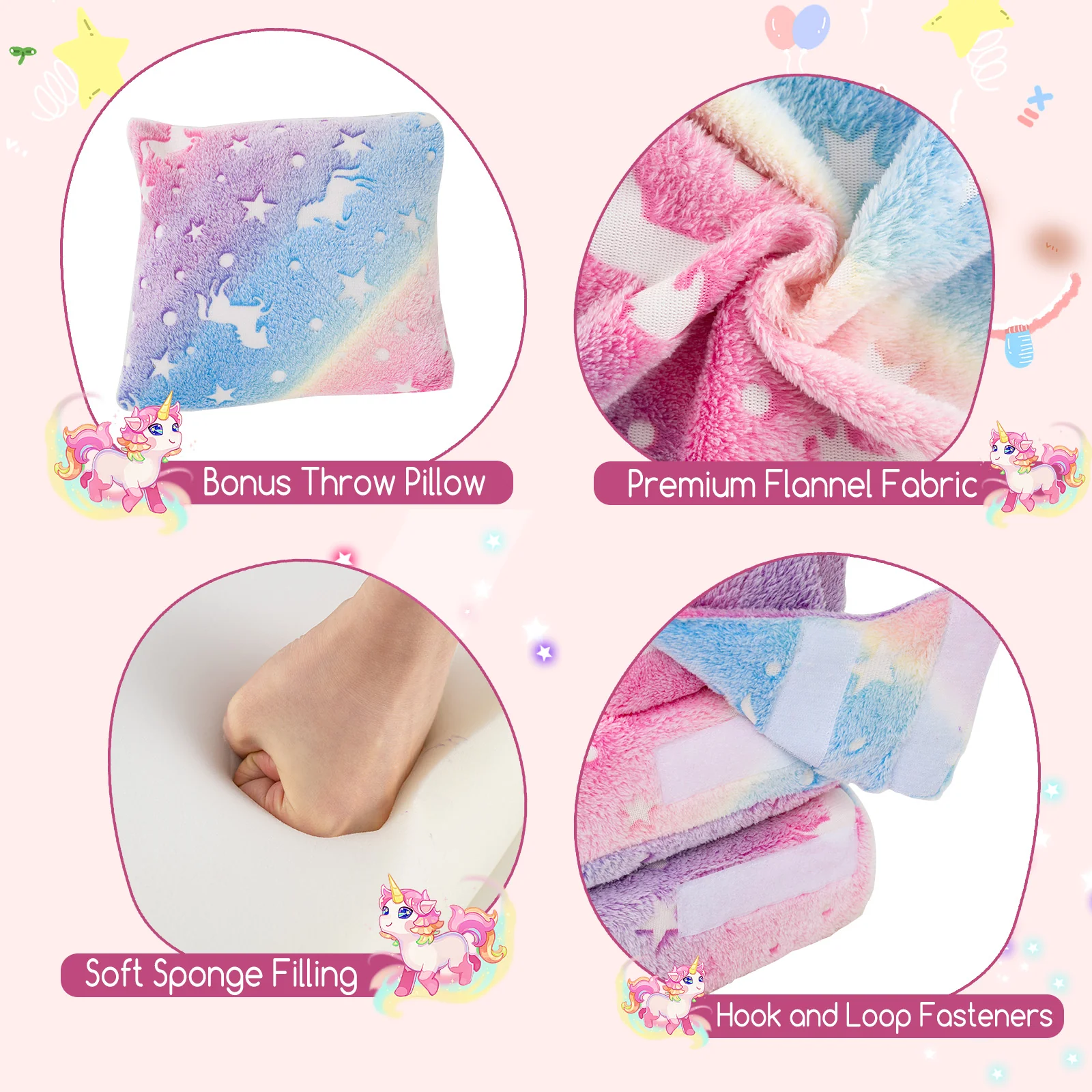 HONEY JOY Glow in The Dark Kids Folding Sofa Bed Floor Mattress - Image 7