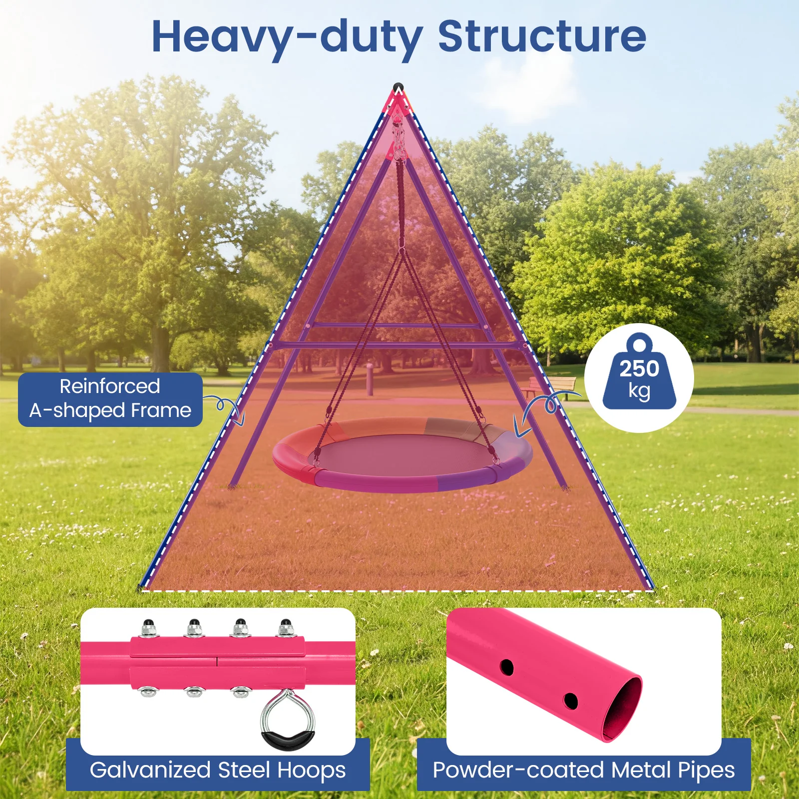 HONEY JOY Heavy Duty Steel Swing Frame (Without Swing) - Image 6