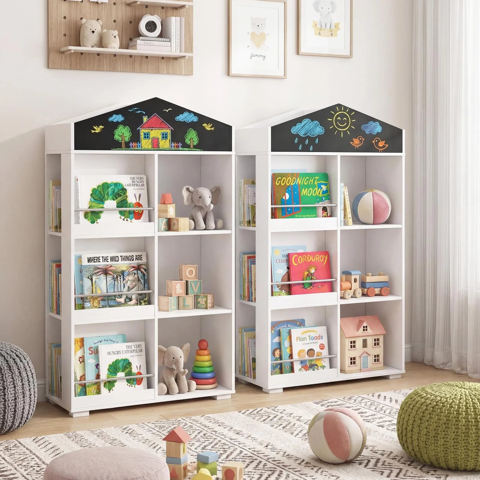 HONEY JOY House Shaped Kids Bookshelf, Toy Storage Organizer - Image 3