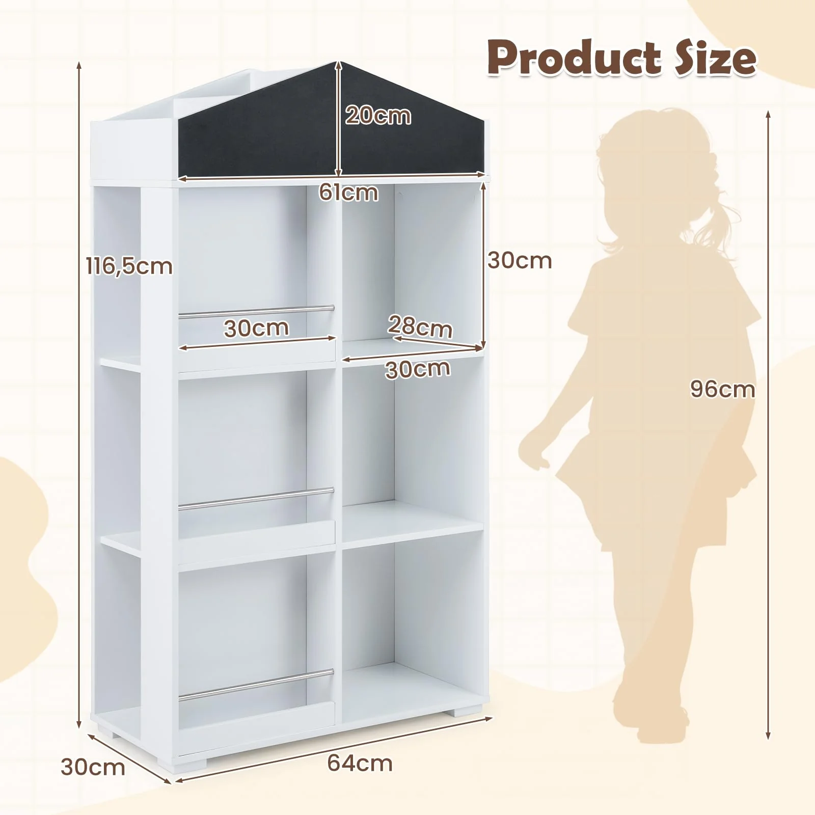 HONEY JOY House Shaped Kids Bookshelf, Toy Storage Organizer - Image 4