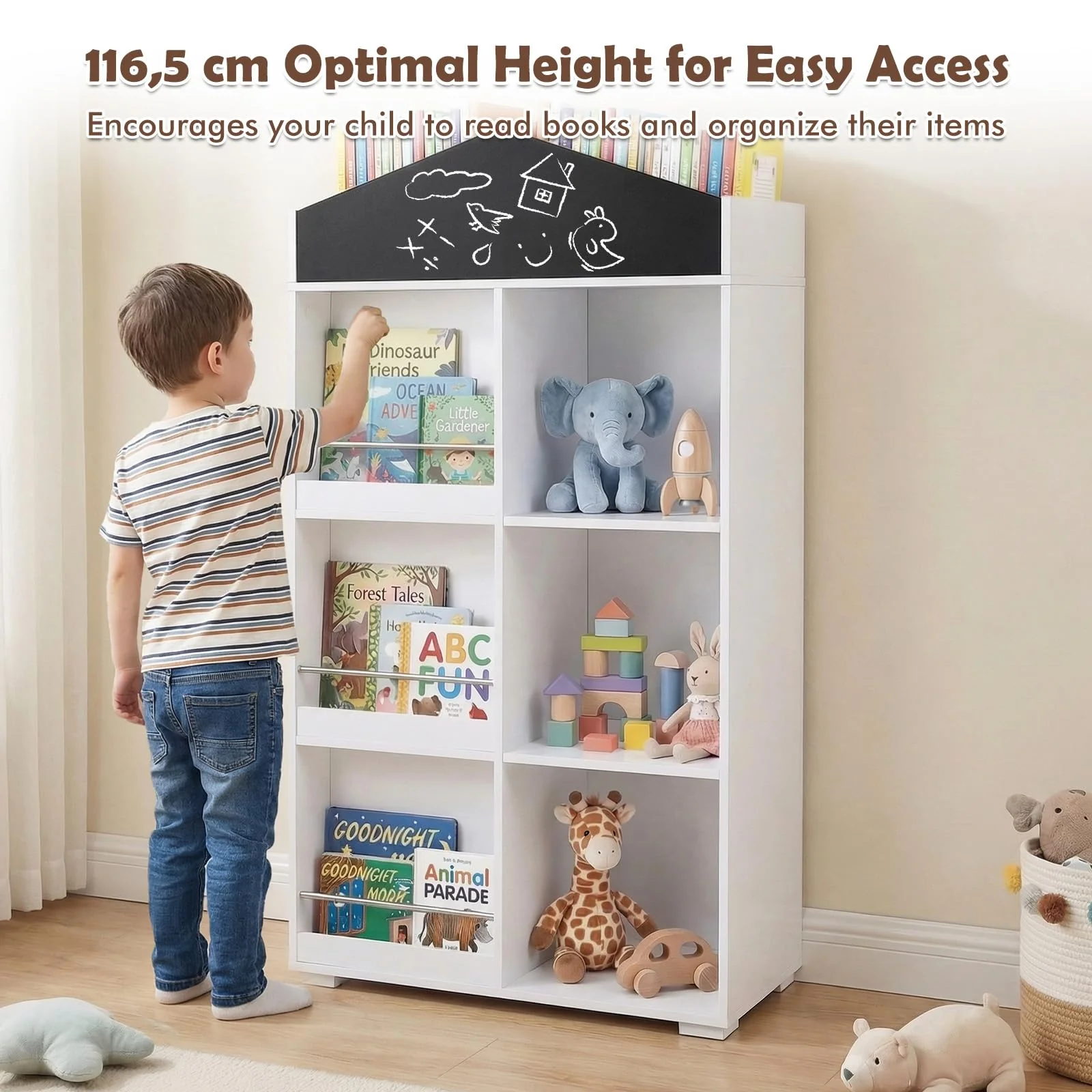 HONEY JOY House Shaped Kids Bookshelf, Toy Storage Organizer - Image 7
