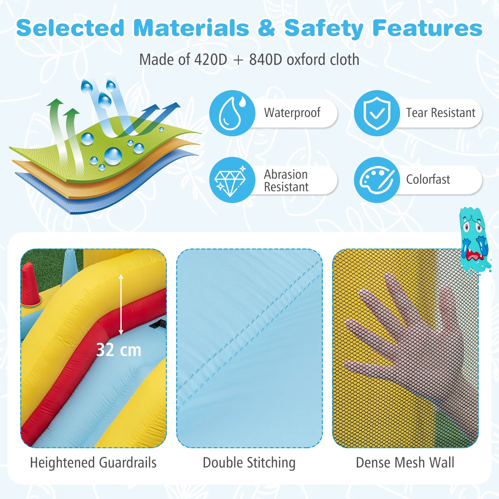 HONEY JOY Inflatable Bounce House, 7-in-1 Giant Bouncy Castle with Slide - Image 3