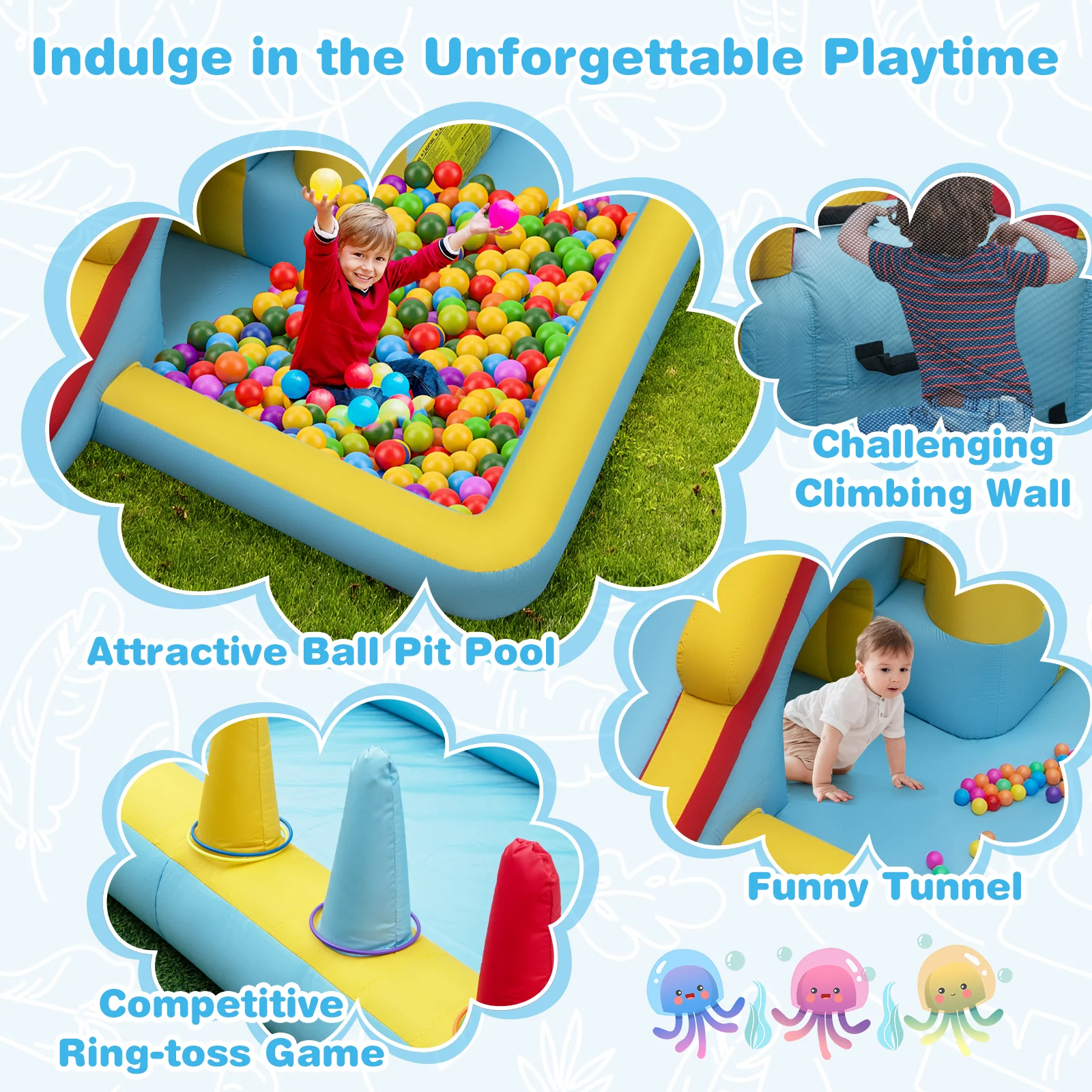HONEY JOY Inflatable Bounce House, 7-in-1 Giant Bouncy Castle with Slide - Image 4