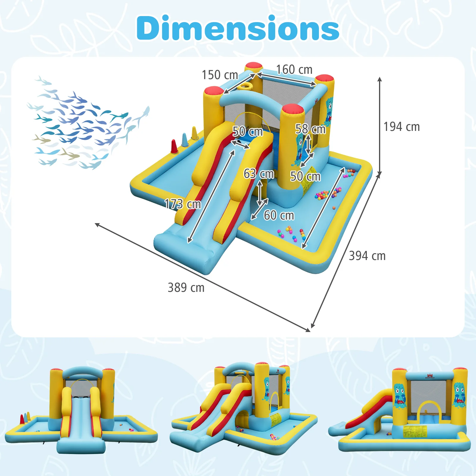 HONEY JOY Inflatable Bounce House, 7-in-1 Giant Bouncy Castle with Slide - Image 8