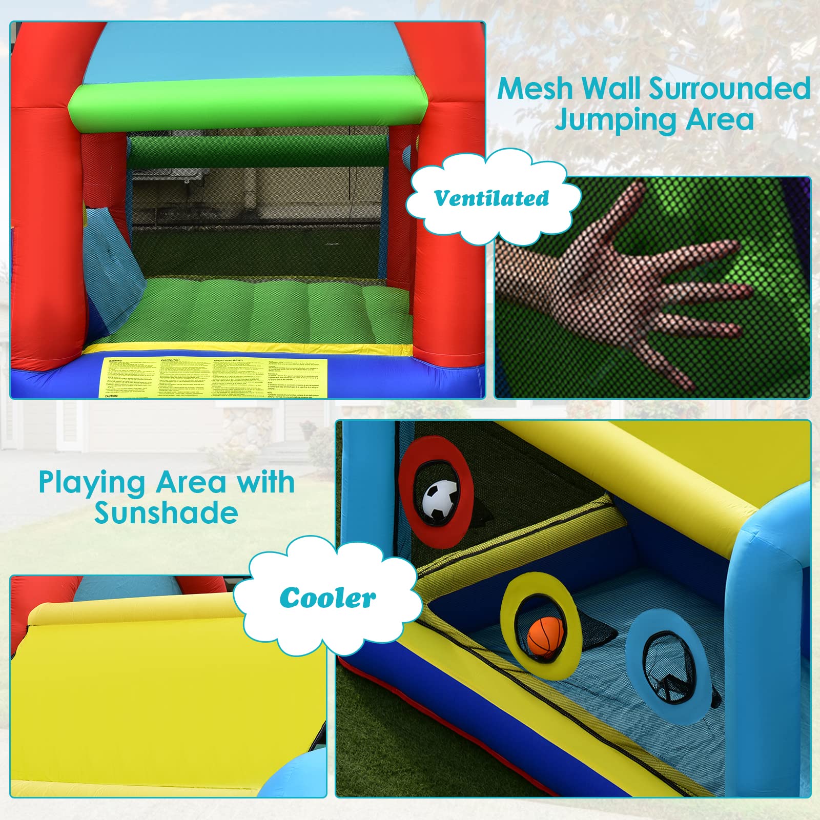 HONEY JOY Inflatable Bounce House, 8 in 1 Kids Jumping Castle w/2 Slides, Jumping Area - Image 5