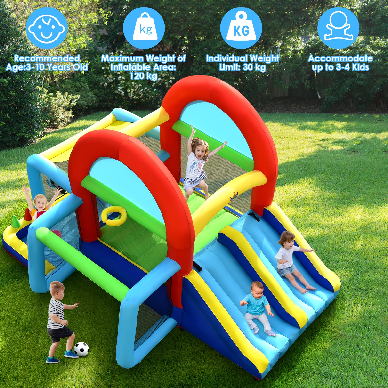 HONEY JOY Inflatable Bounce House, 8 in 1 Kids Jumping Castle w/2 Slides, Jumping Area - Image 7