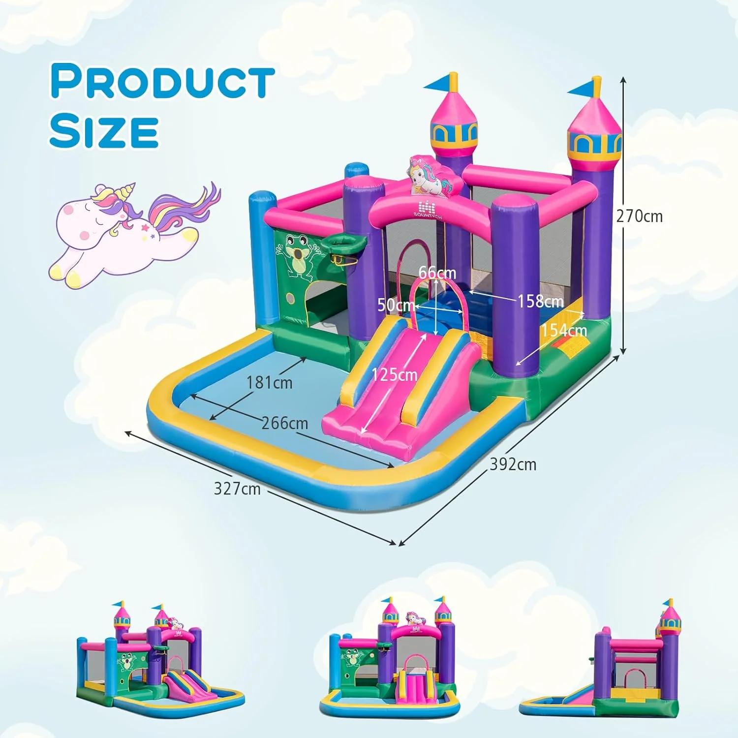 HONEY JOY Inflatable Bounce House, Colorful Kids Jumping Castle with Slide, Ball Pit Pools - Image 6