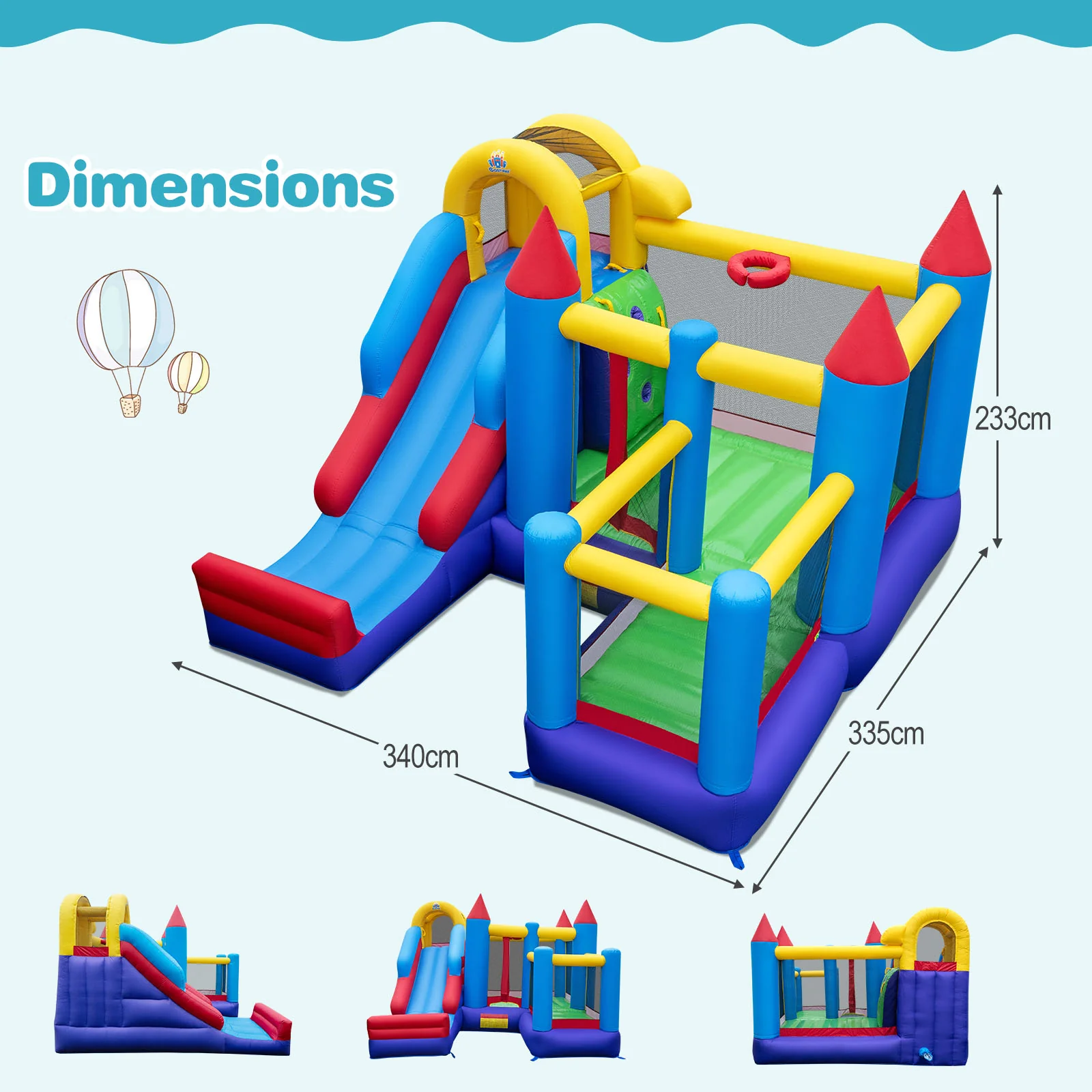 HONEY JOY Inflatable Bounce House, Jumping Castle w/Slide, Climbing Wall, Basketball Rim - Image 9