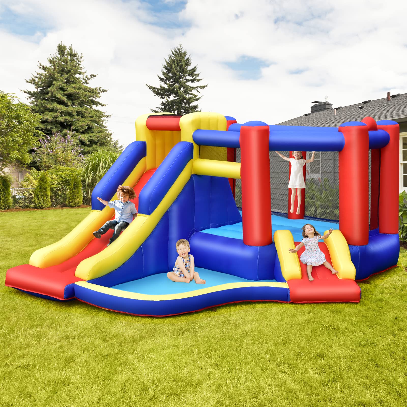 HONEY JOY Inflatable Bounce House with Large Jumping Area - Image 2