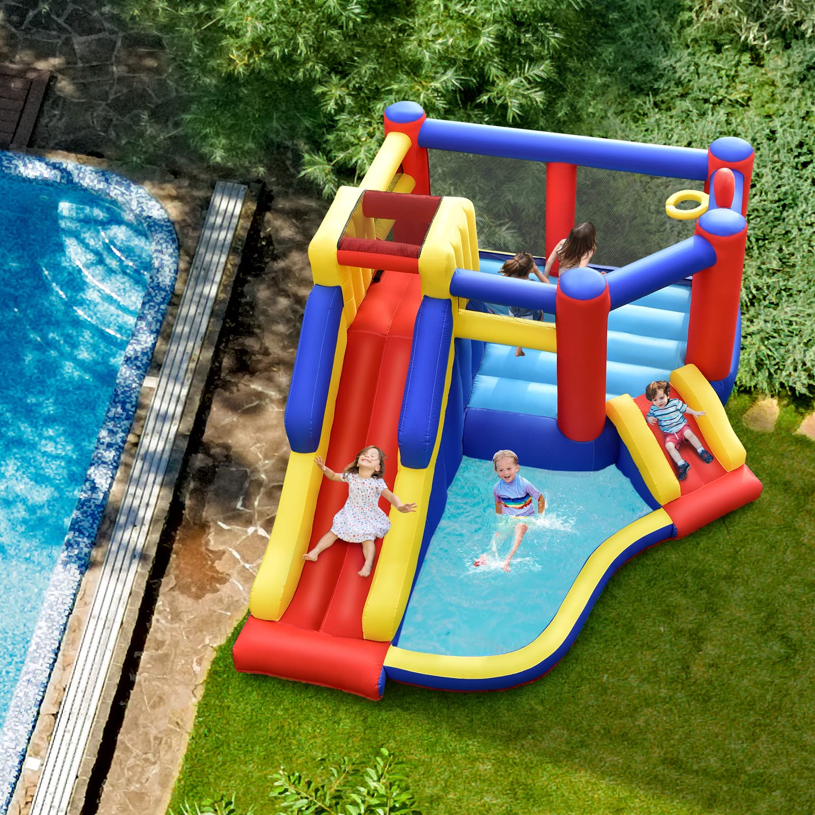 HONEY JOY Inflatable Bounce House with Large Jumping Area - Image 3