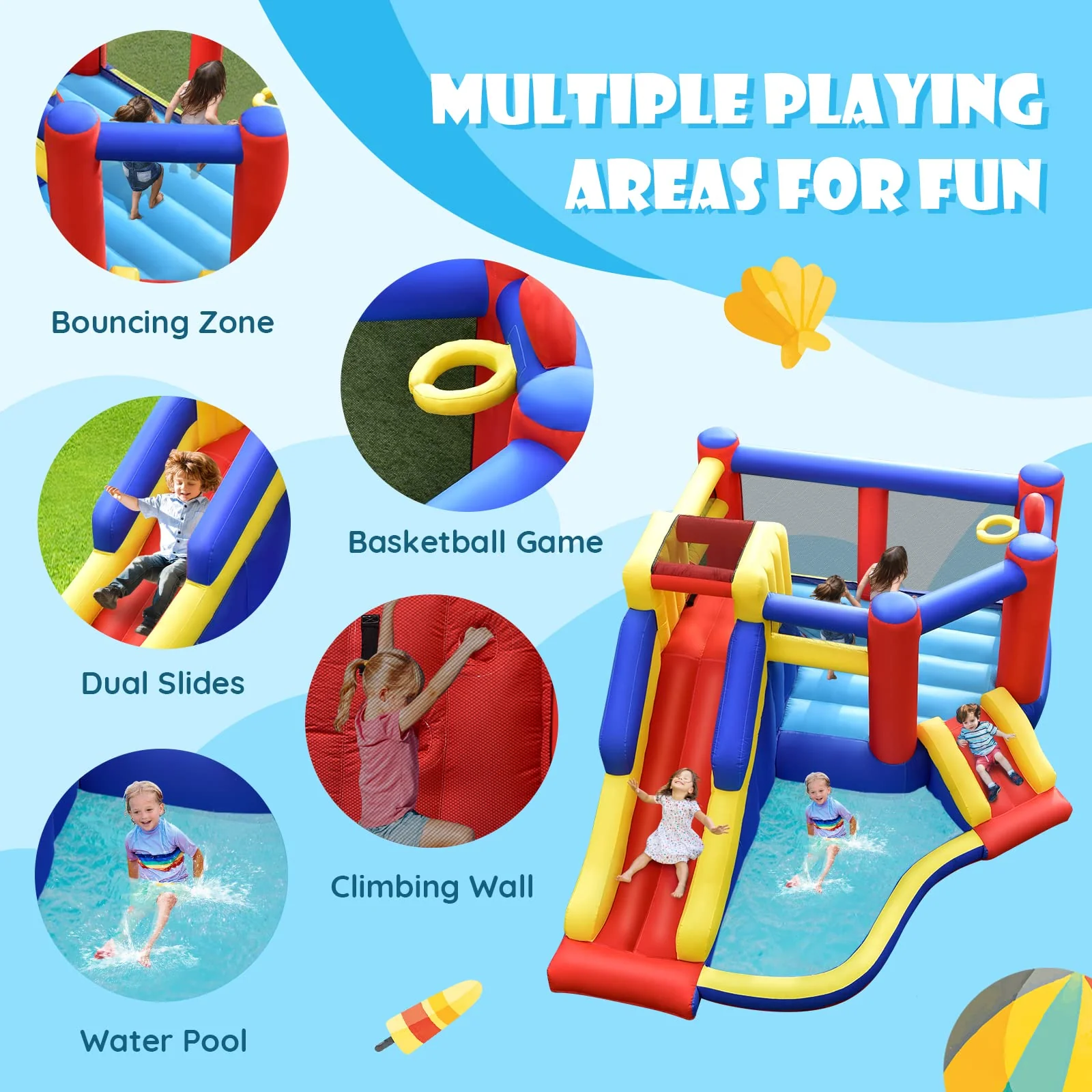 HONEY JOY Inflatable Bounce House with Large Jumping Area - Image 4