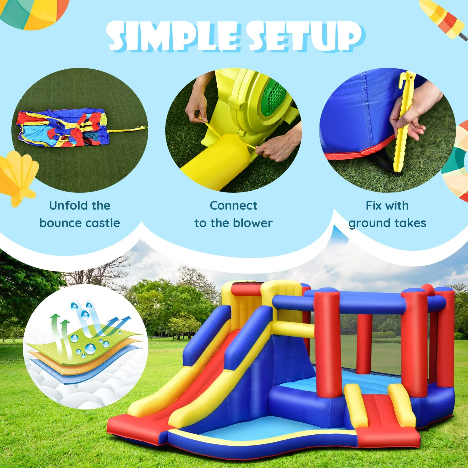 HONEY JOY Inflatable Bounce House with Large Jumping Area - Image 7