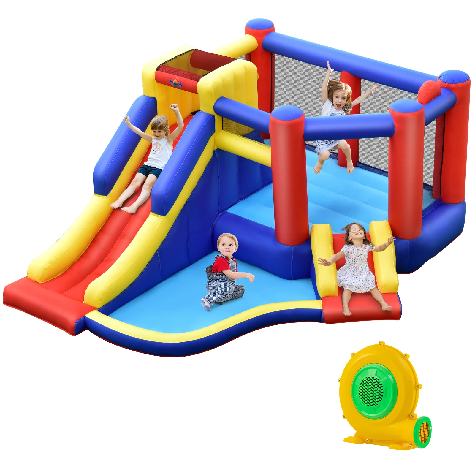 HONEY JOY Inflatable Bounce House with Large Jumping Area, Dual Slide, Ball Pit, Climb Wall, Basketball Hoop - Image 10
