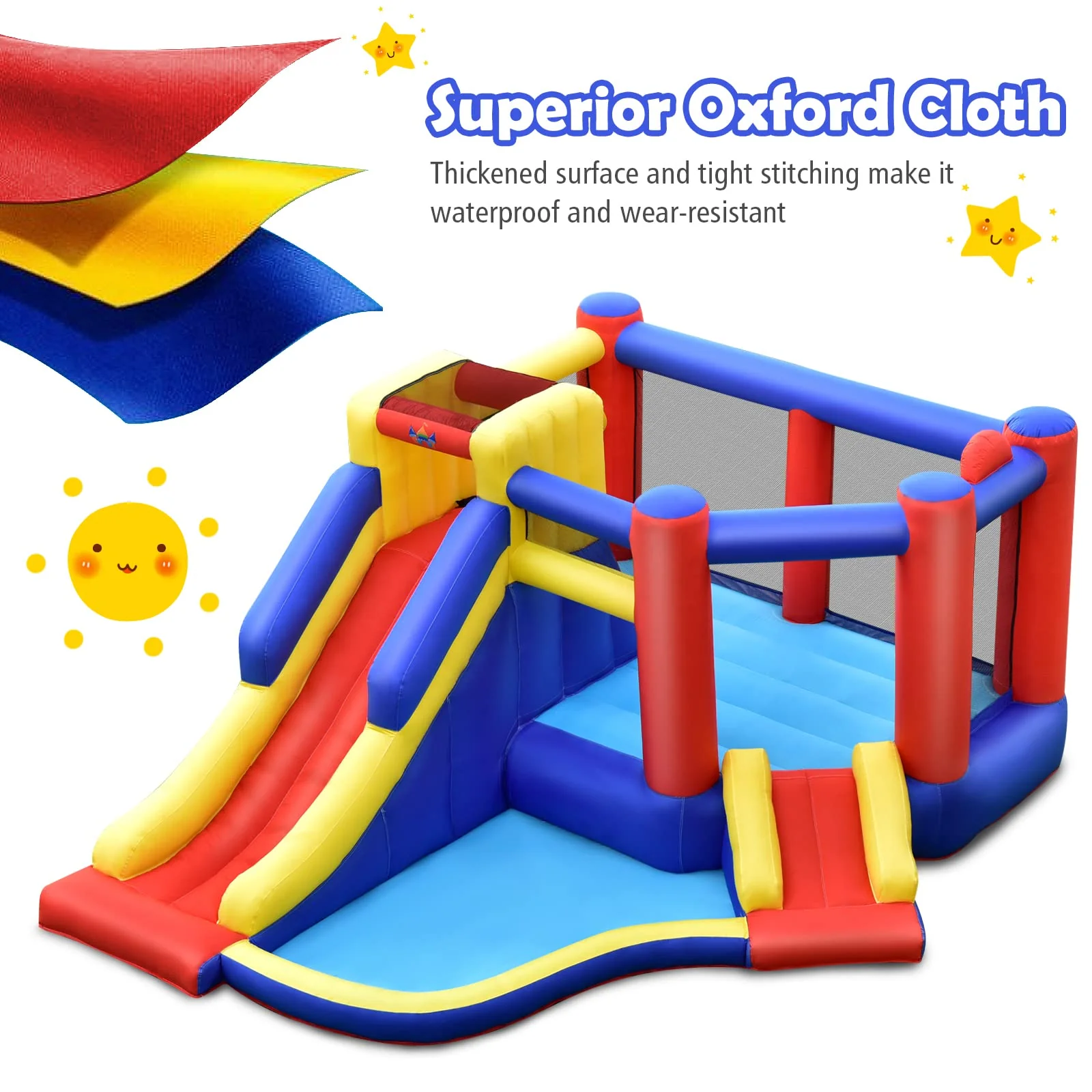 HONEY JOY Inflatable Bounce House with Large Jumping Area, Dual Slide, Ball Pit, Climb Wall, Basketball Hoop - Image 7