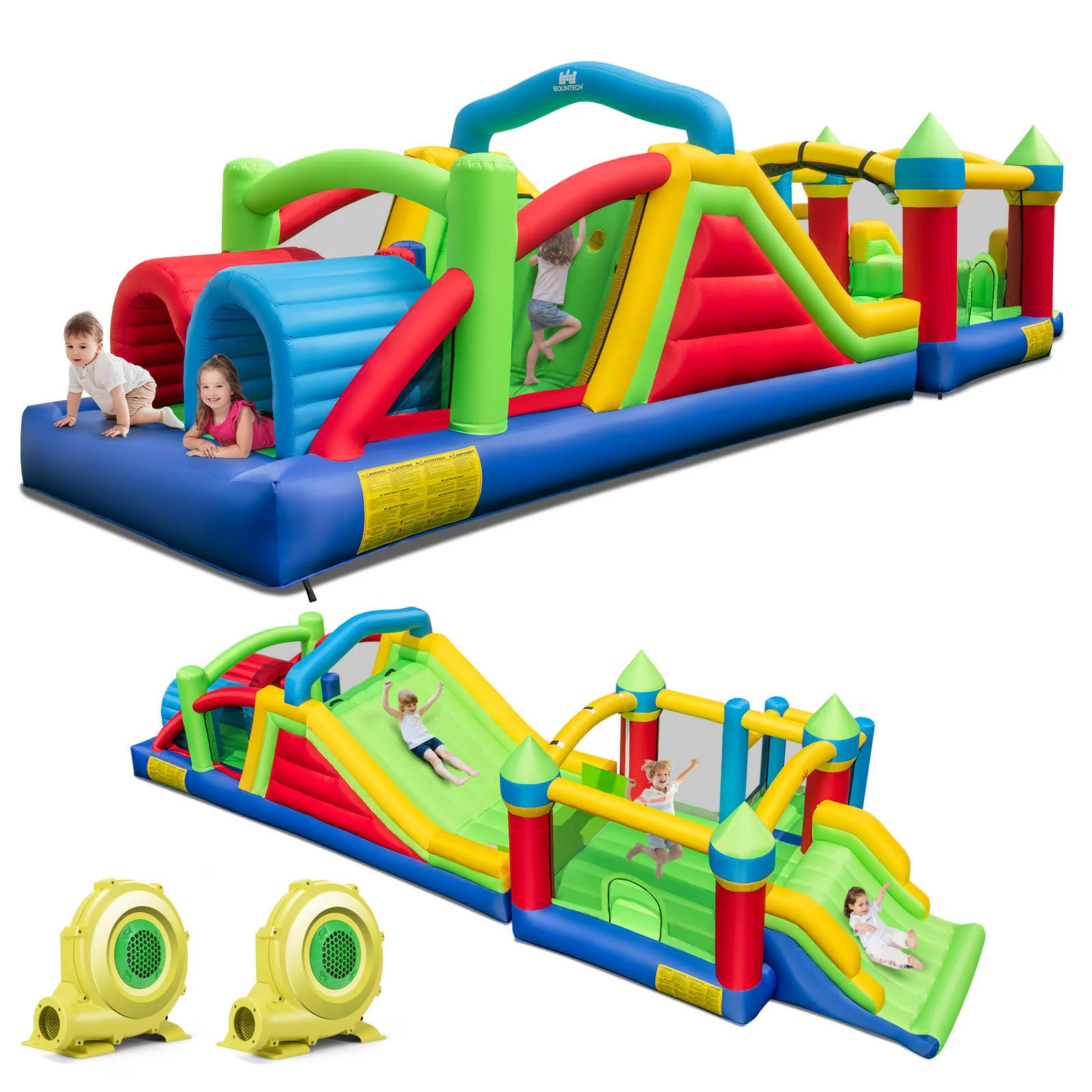 HONEY JOY Inflatable Obstacle Course Bounce House, Kids Sectional Blow up Castle with Dual Slides - Image 10