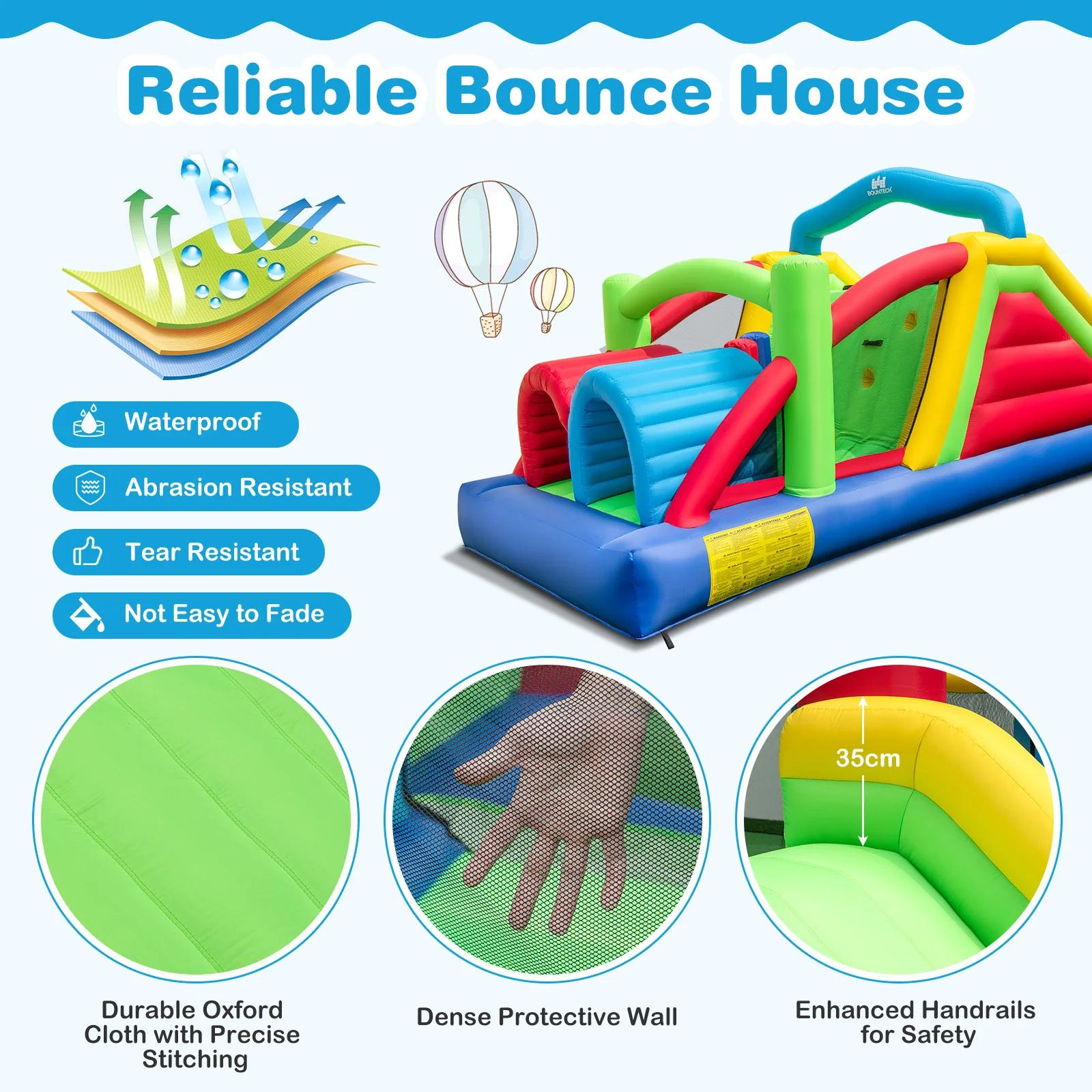 HONEY JOY Inflatable Obstacle Course Bounce House, Kids Sectional Blow up Castle with Dual Slides - Image 4