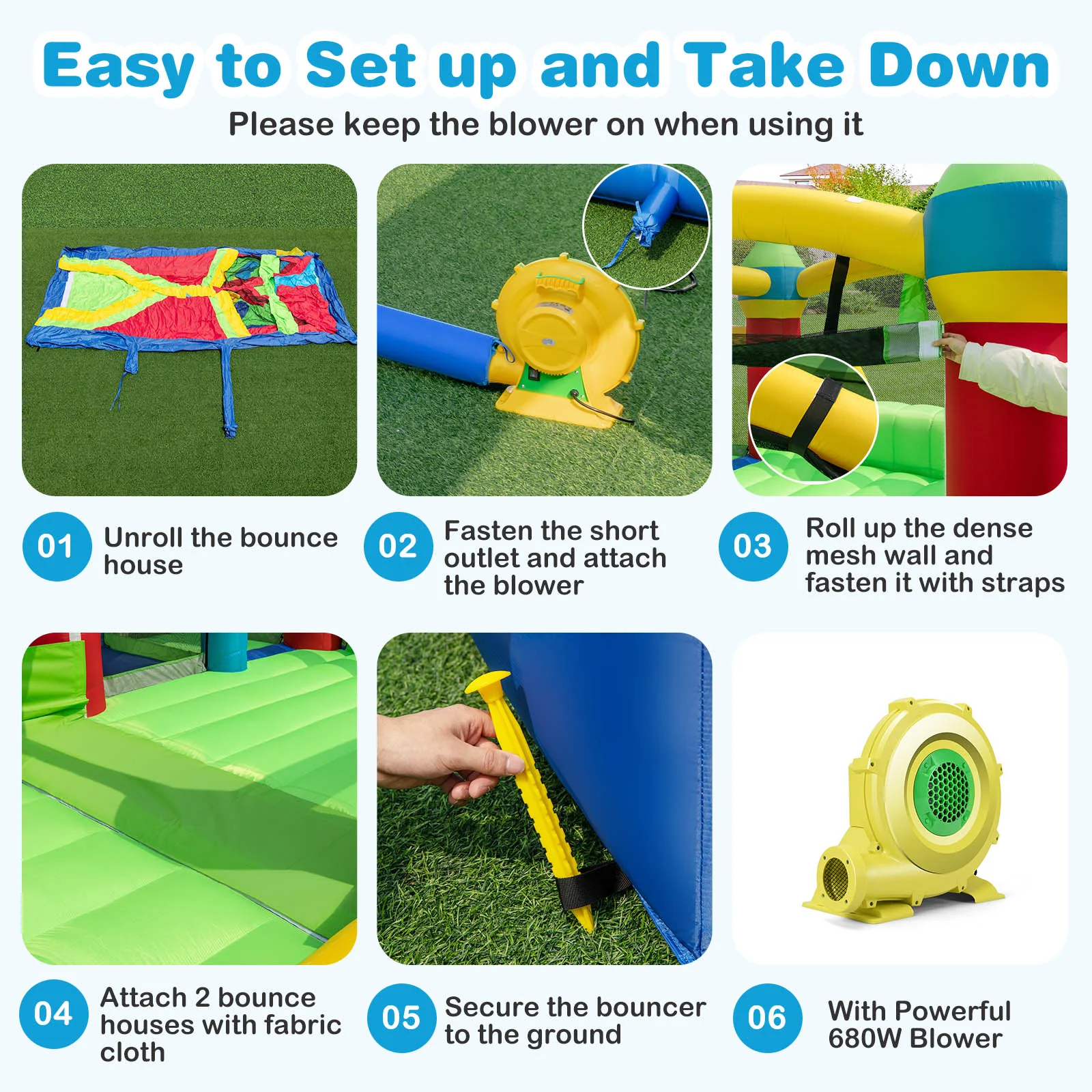 HONEY JOY Inflatable Obstacle Course Bounce House, Kids Sectional Blow up Castle with Dual Slides - Image 7