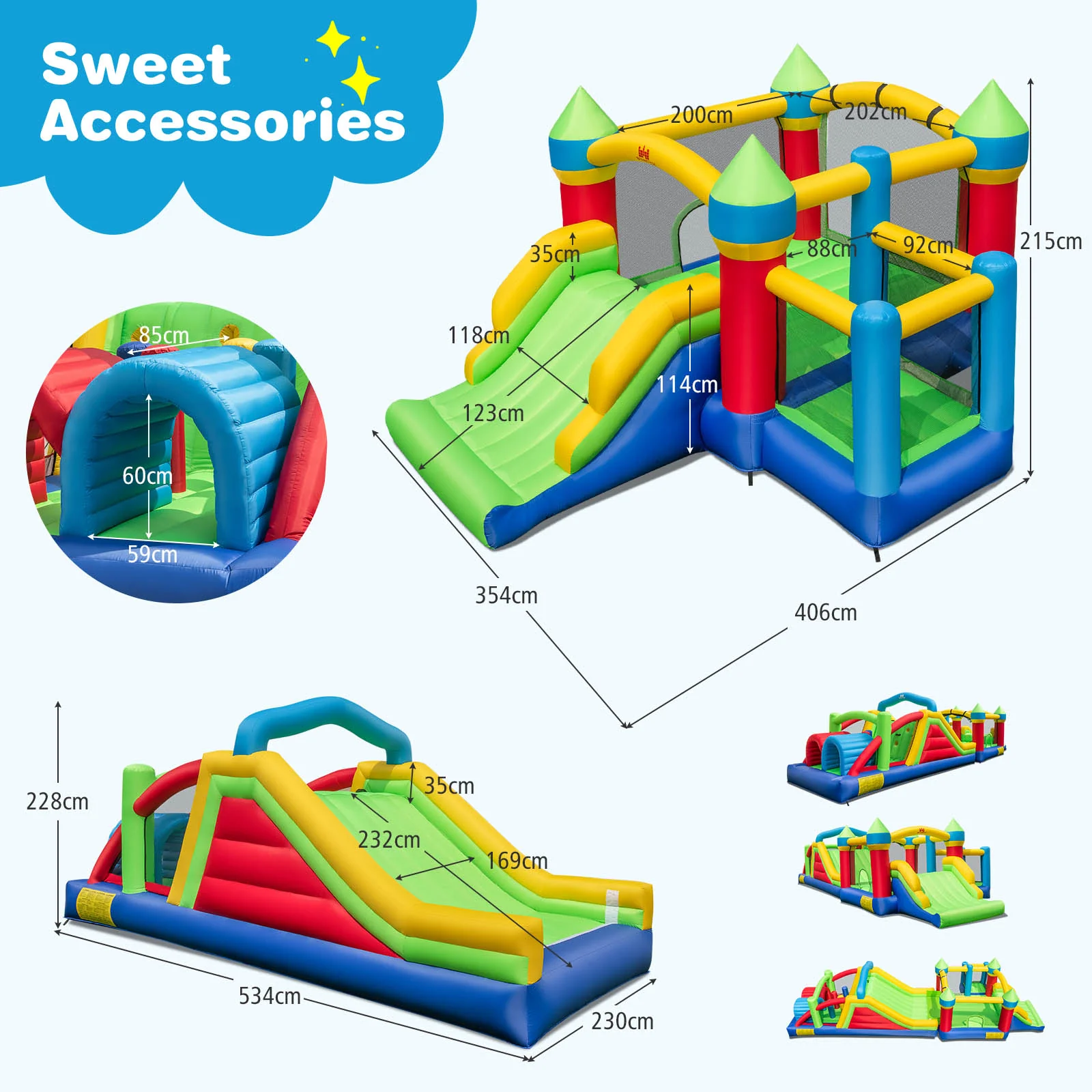 HONEY JOY Inflatable Obstacle Course Bounce House, Kids Sectional Blow up Castle with Dual Slides - Image 9
