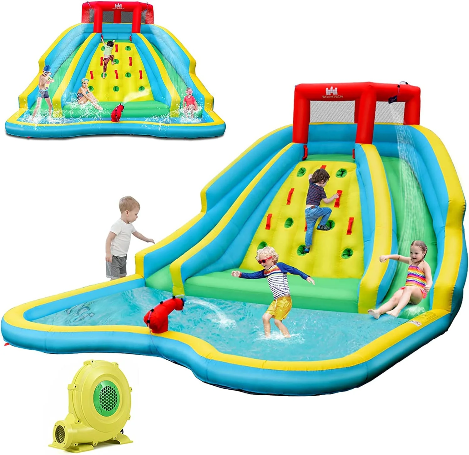 HONEY JOY Inflatable Water Slide, 452 x 365 x 233CM Giant Water Park for Kids w/Double Long Slides - Image 10