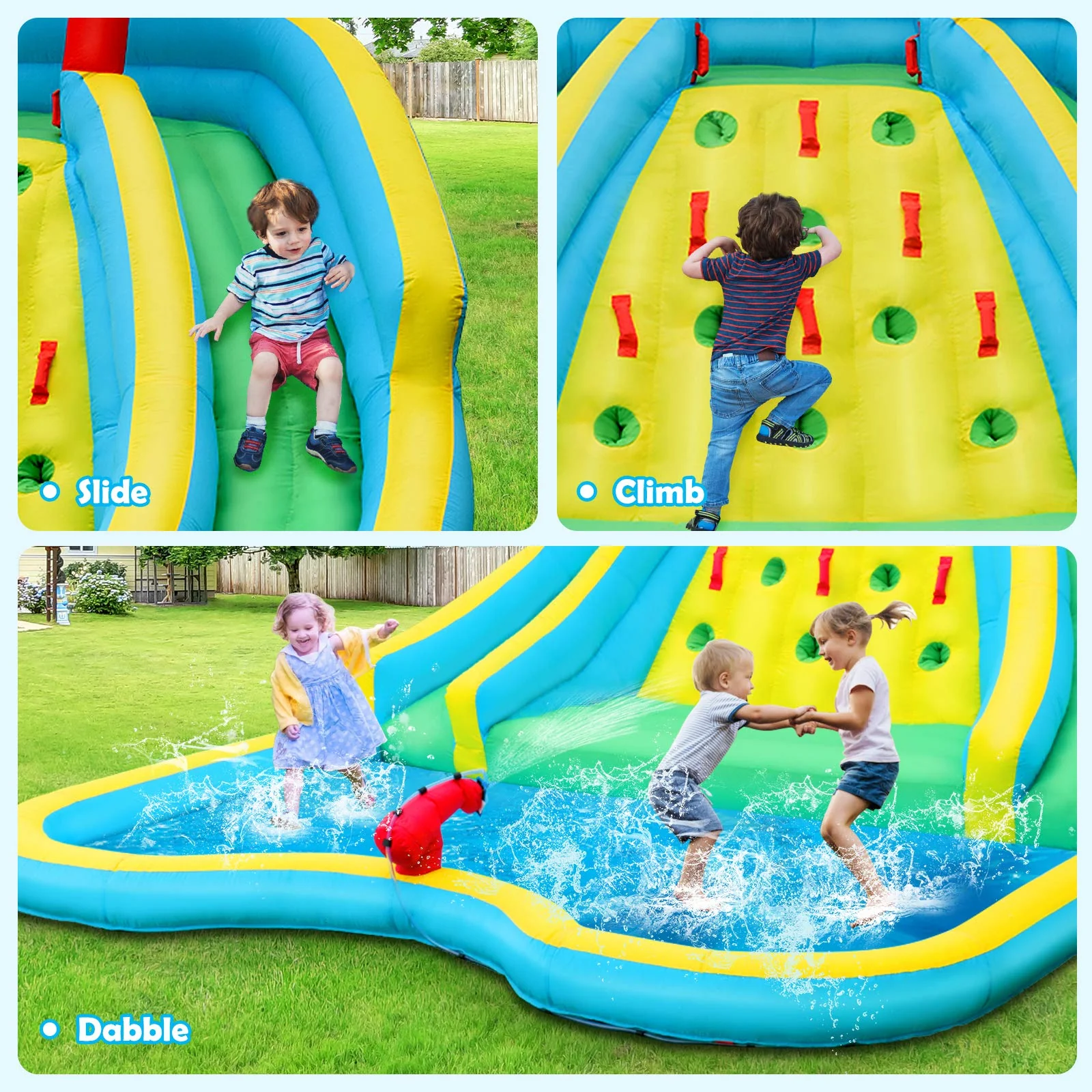 HONEY JOY Inflatable Water Slide, 452 x 365 x 233CM Giant Water Park for Kids w/Double Long Slides - Image 2