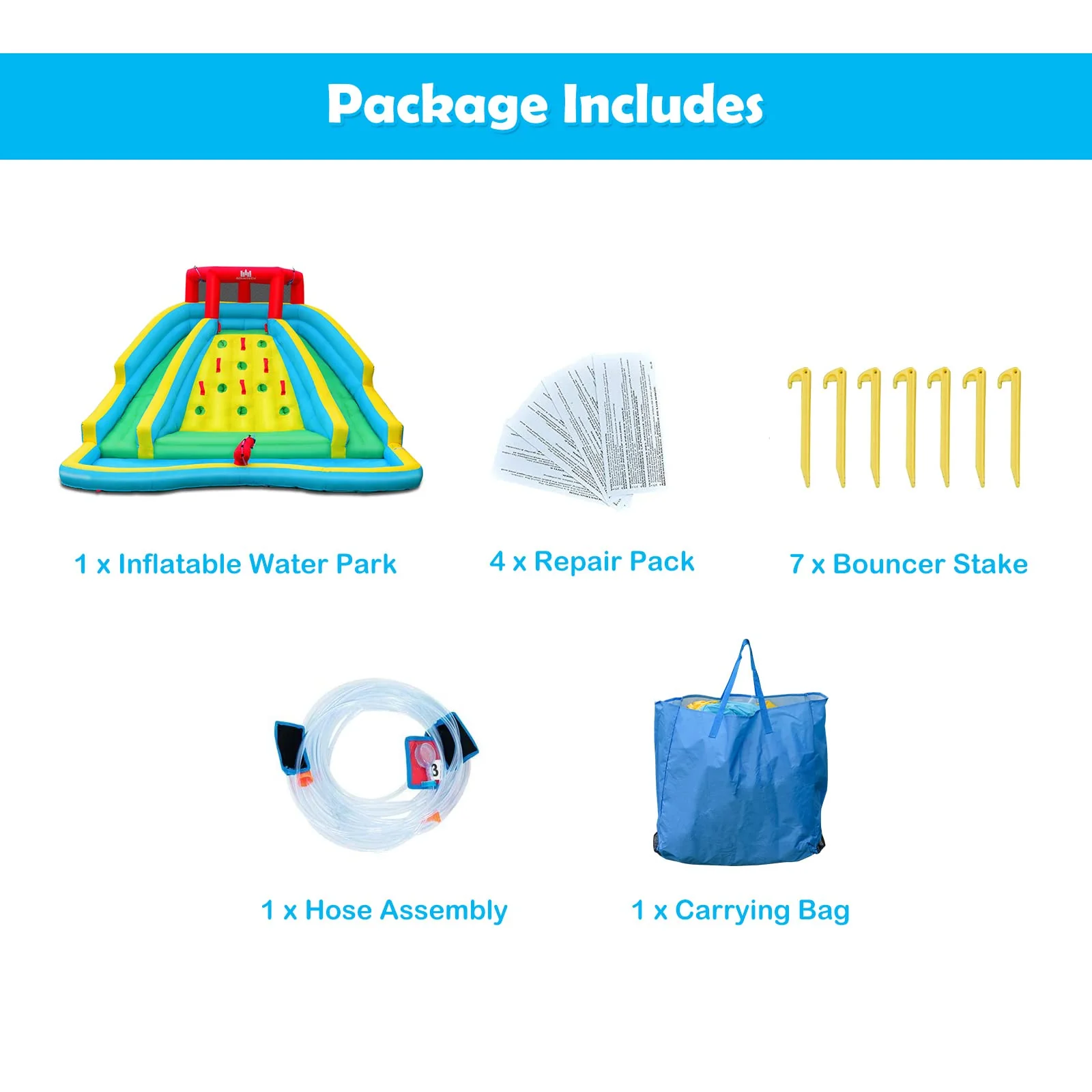 HONEY JOY Inflatable Water Slide, 452 x 365 x 233CM Giant Water Park for Kids w/Double Long Slides - Image 5