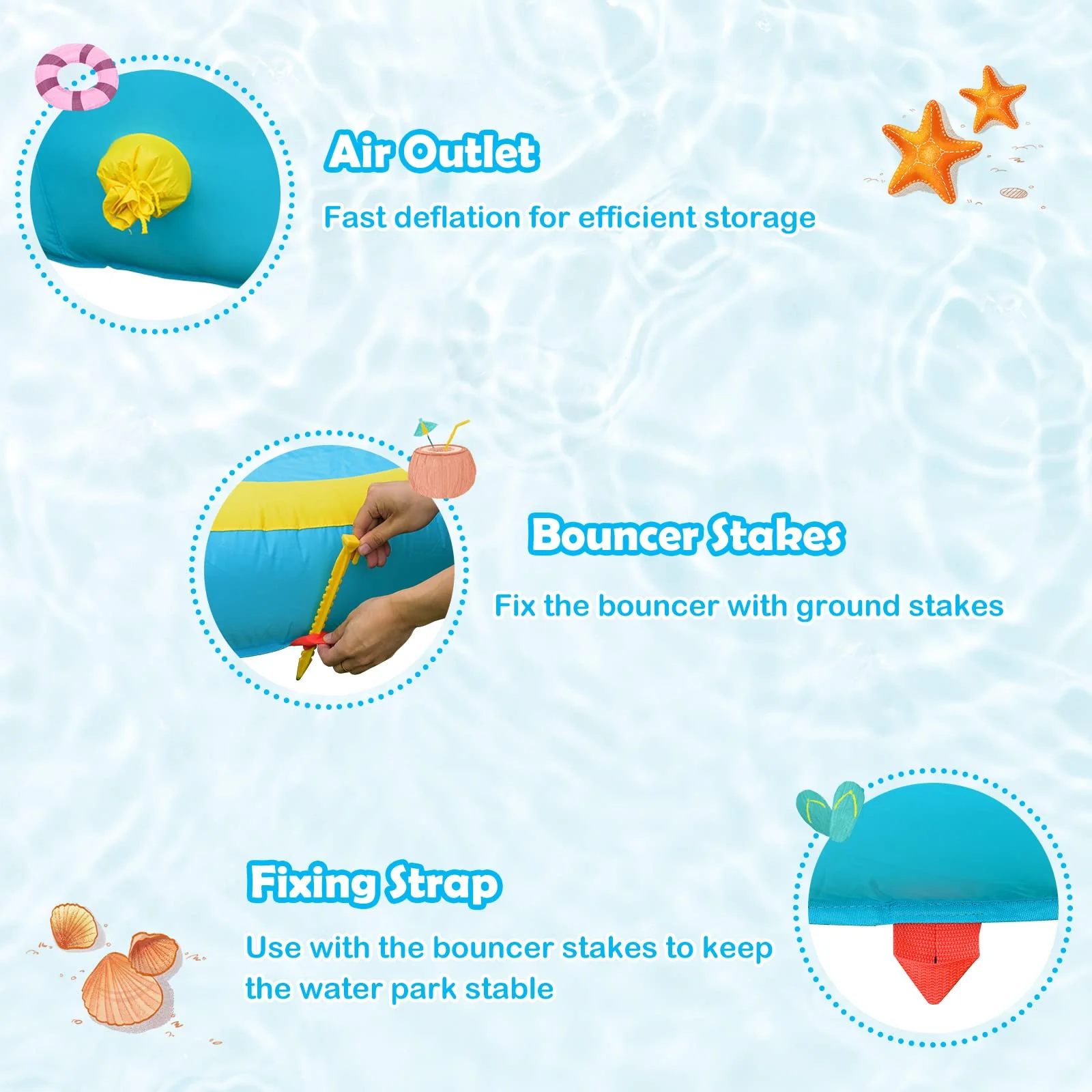 HONEY JOY Inflatable Water Slide, 452 x 365 x 233CM Giant Water Park for Kids w/Double Long Slides - Image 7