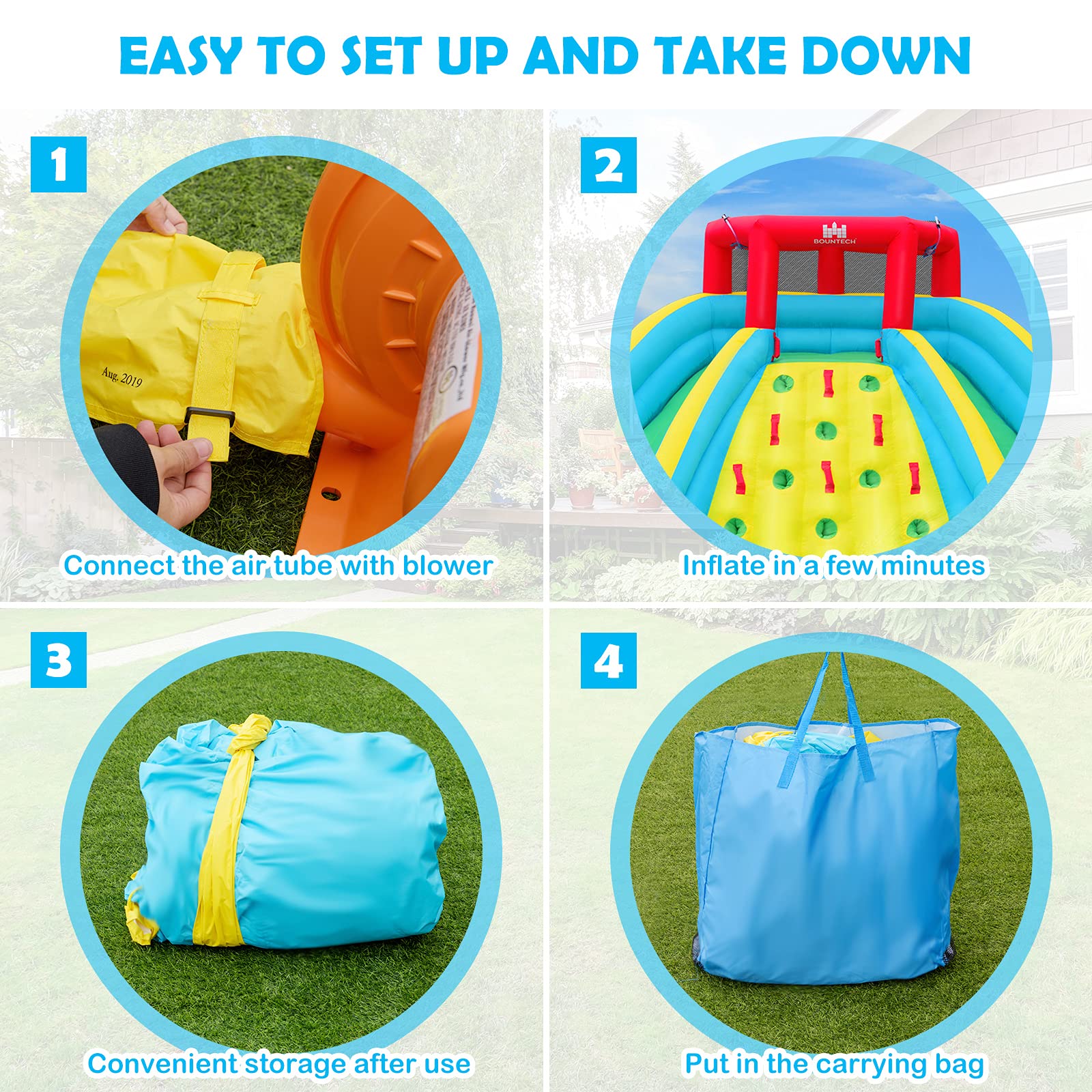 HONEY JOY Inflatable Water Slide, 452 x 365 x 233CM Giant Water Park for Kids w/Double Long Slides - Image 9