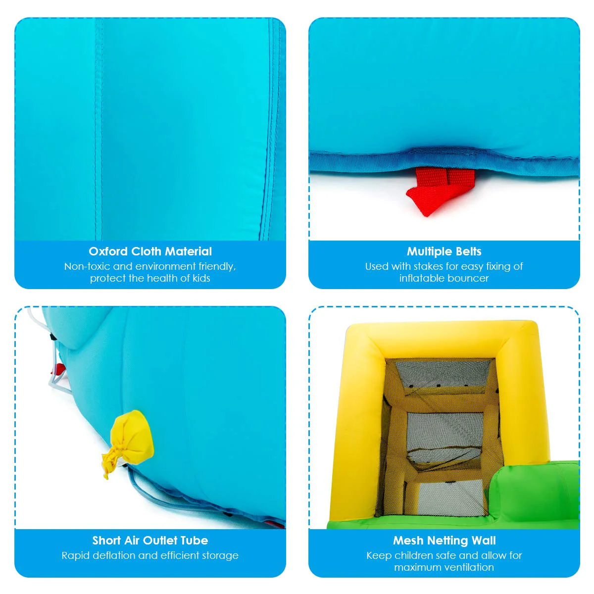HONEY JOY Inflatable Water Slide, 6 in 1 Inflatable Castle Water Park w/Climbing Wall, Basketball Rim - Image 7