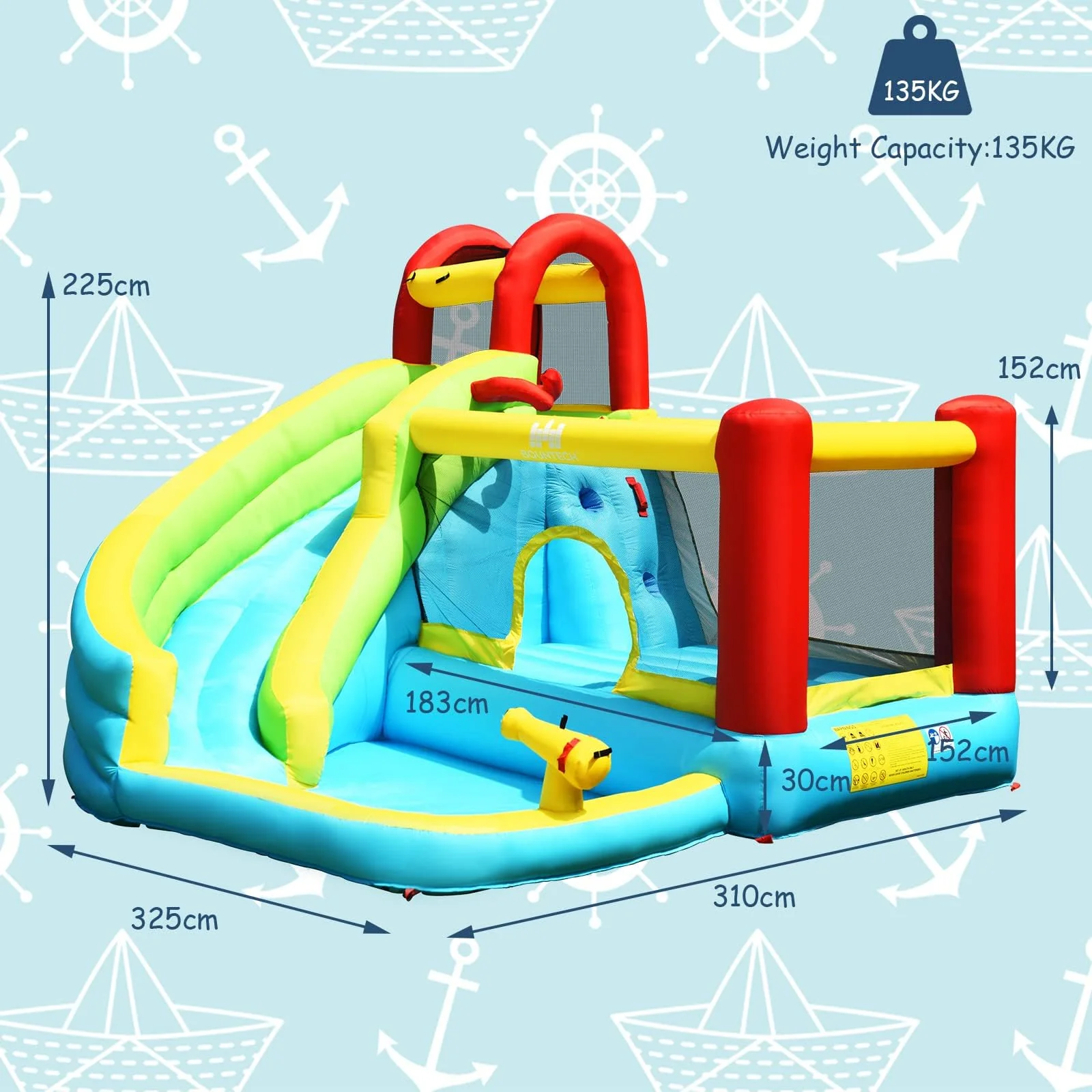 HONEY JOY Inflatable Water Slide, 6 in 1 Jumping Bounce House w/Climbing Wall, Splash Pool - Image 6