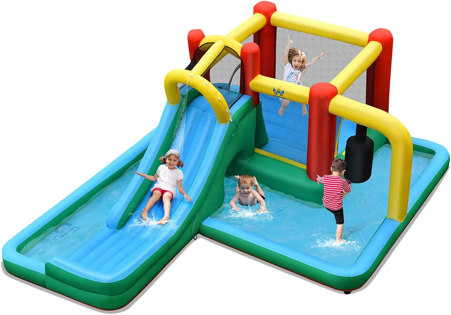 HONEY JOY Inflatable Water Slide, 6-in-1 Kids Water Slide Jumping Bounce House - Image 10
