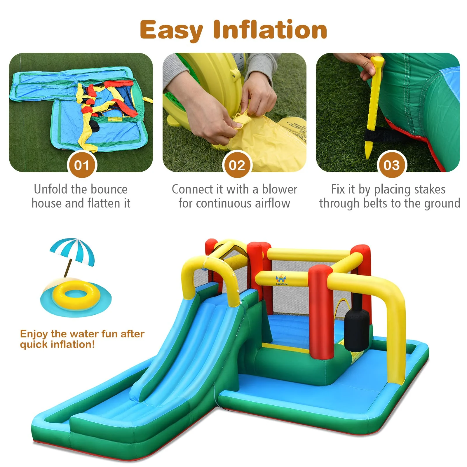 HONEY JOY Inflatable Water Slide, 6-in-1 Kids Water Slide Jumping Bounce House - Image 8