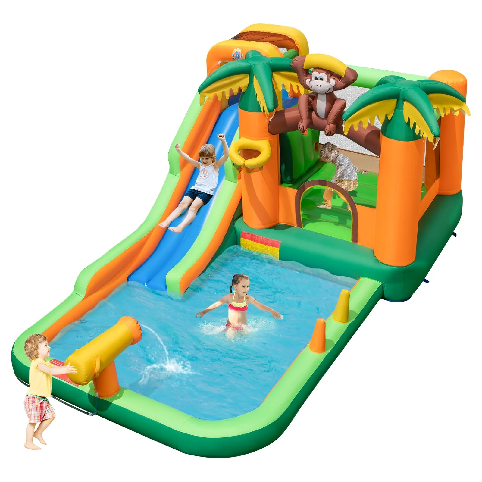 HONEY JOY Inflatable Water Slide, 7-in-1 Bounce House Water Park w/Splash Pool, Water Cannon - Image 10