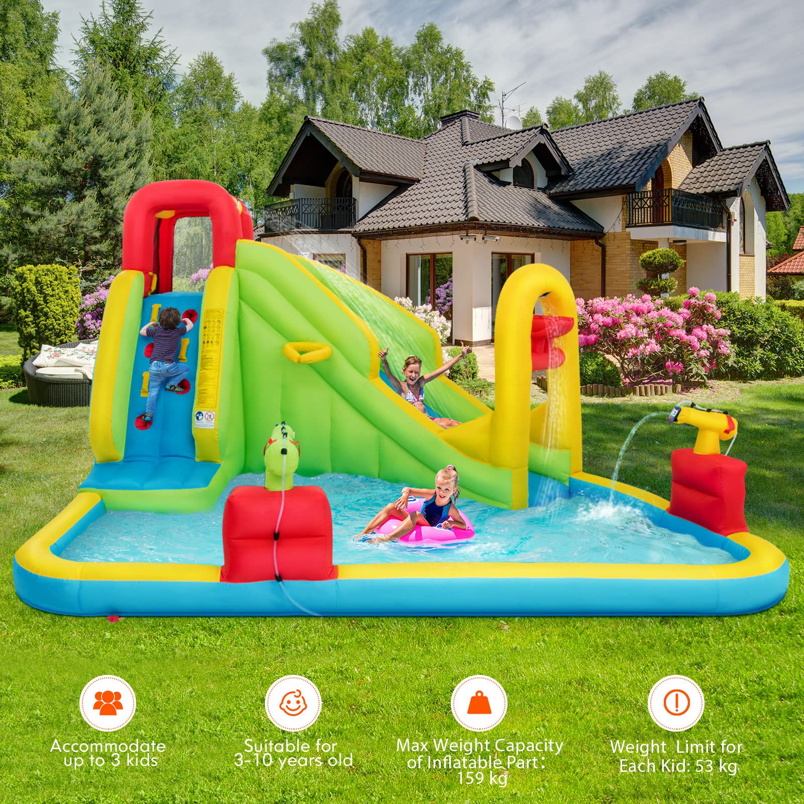 HONEY JOY Inflatable Water Slide, 7-in-1 Giant Water Slide Bouncer Park - Image 4