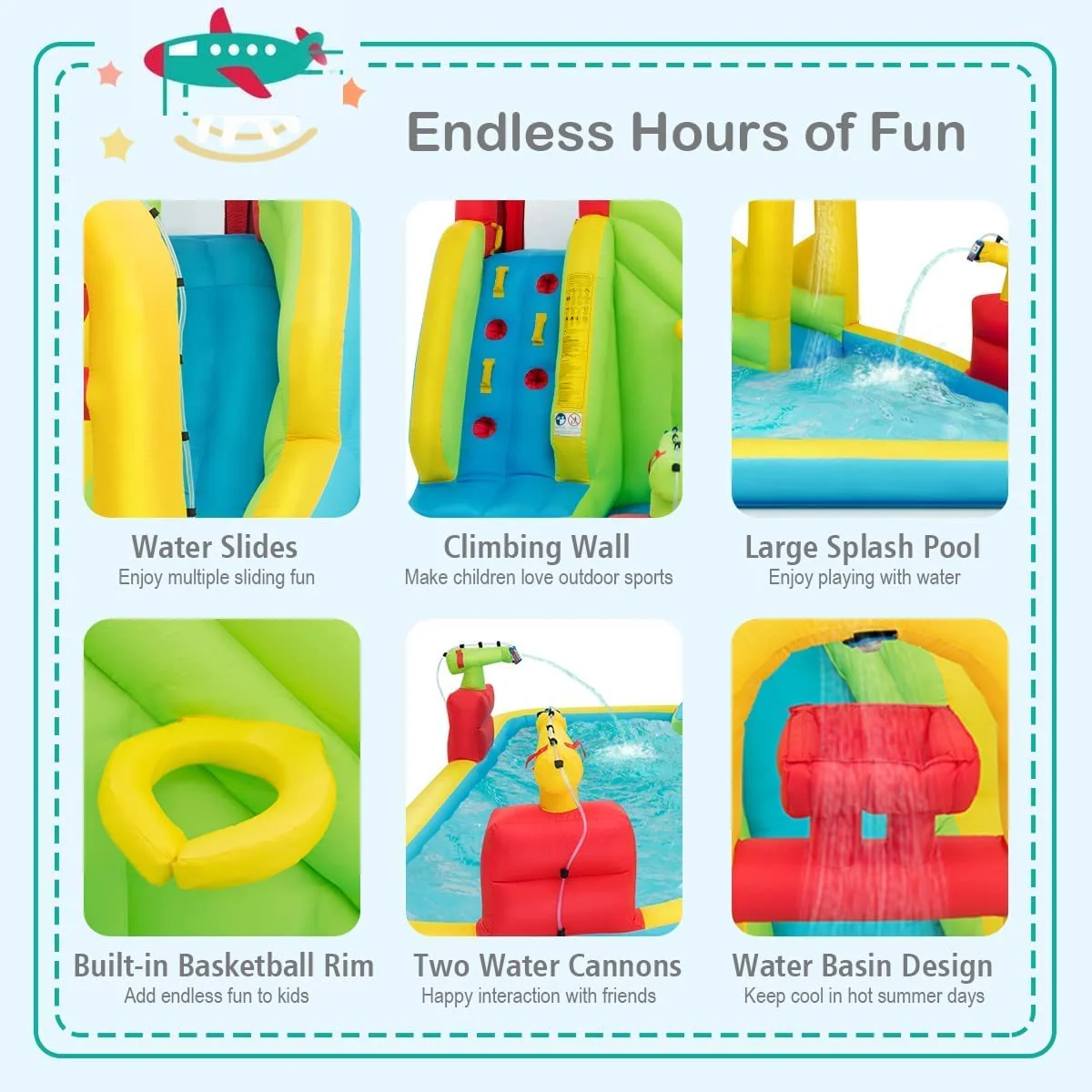 HONEY JOY Inflatable Water Slide, 7-in-1 Giant Water Slide Bouncer Park - Image 5