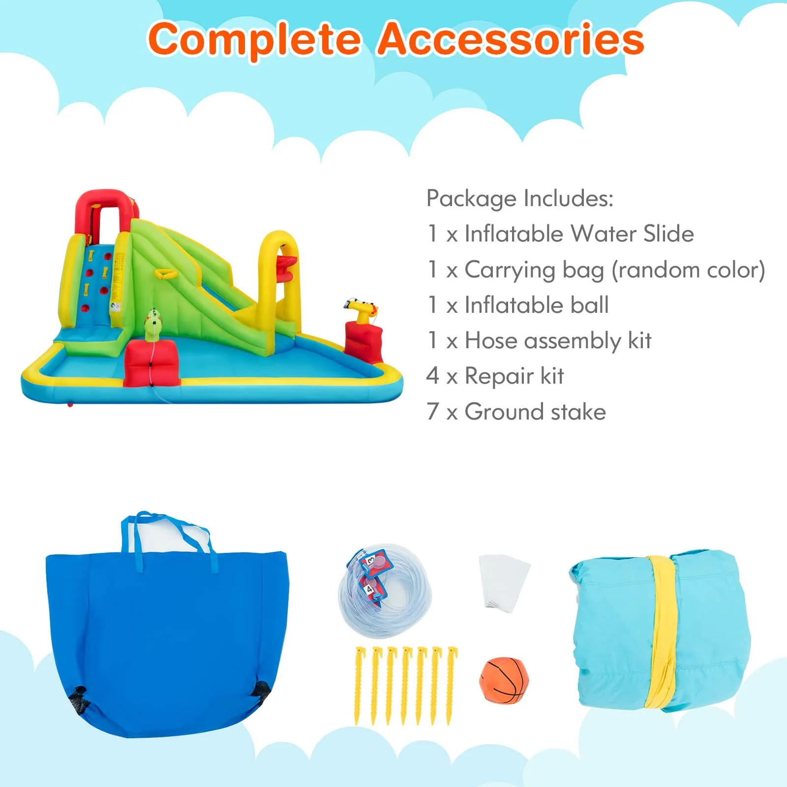 HONEY JOY Inflatable Water Slide, 7-in-1 Giant Water Slide Bouncer Park - Image 6