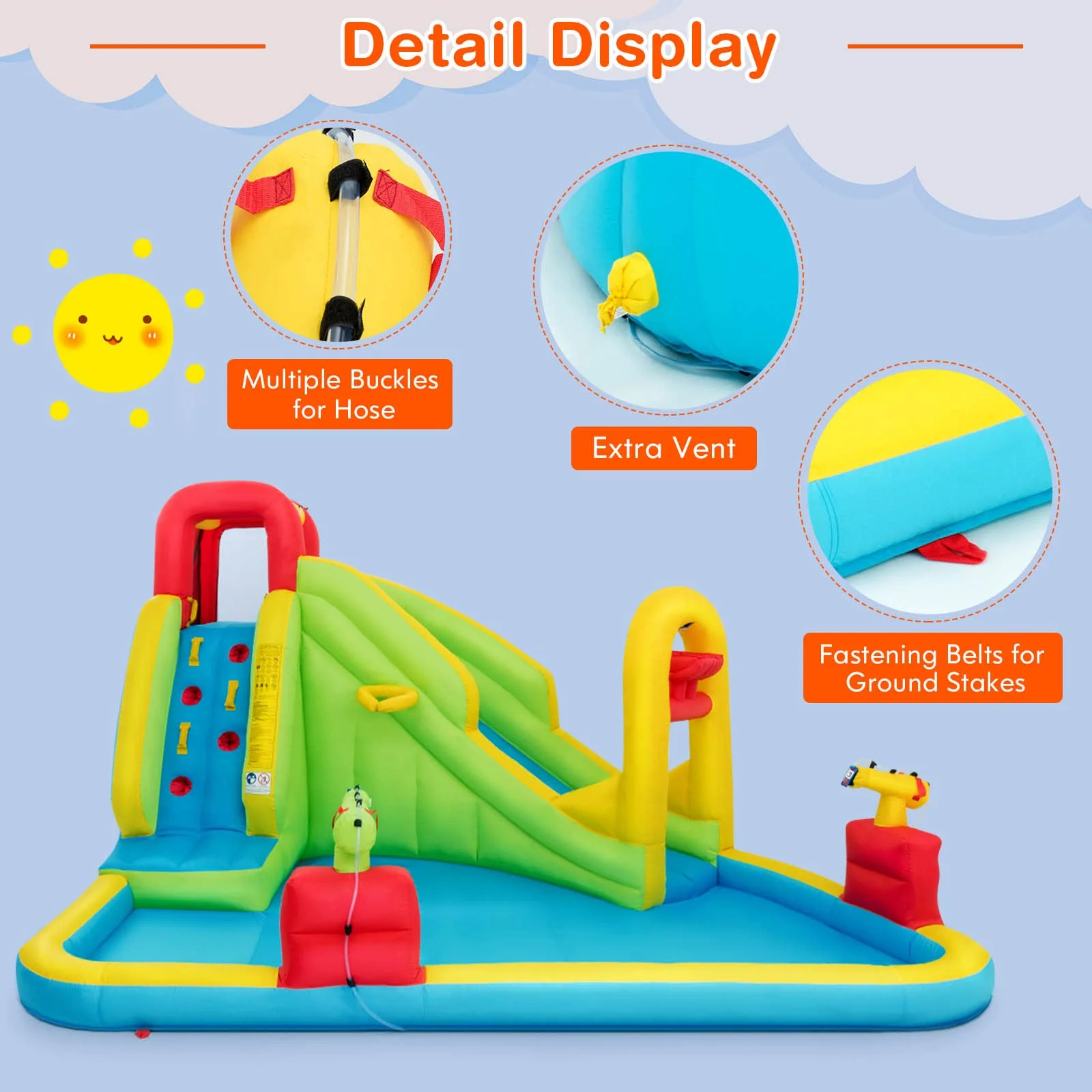 HONEY JOY Inflatable Water Slide, 7-in-1 Giant Water Slide Bouncer Park - Image 7
