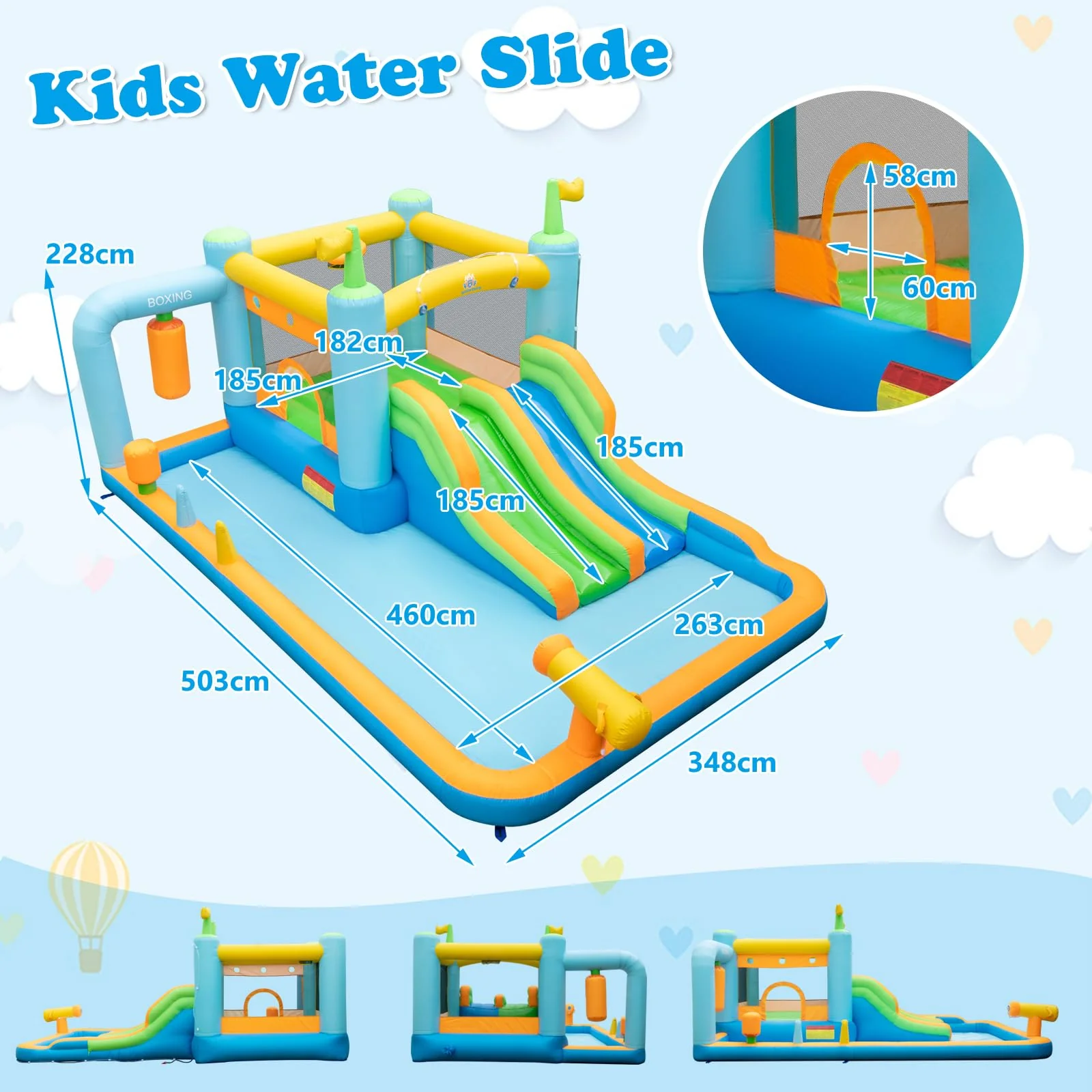 HONEY JOY Inflatable Water Slide, Kids Jumping Castle Bounce House - Image 3