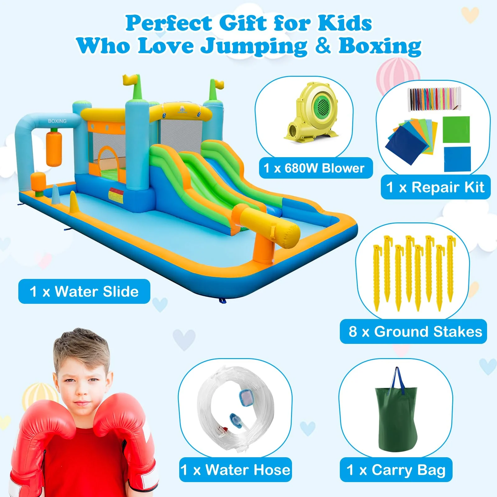 HONEY JOY Inflatable Water Slide, Kids Jumping Castle Bounce House - Image 4