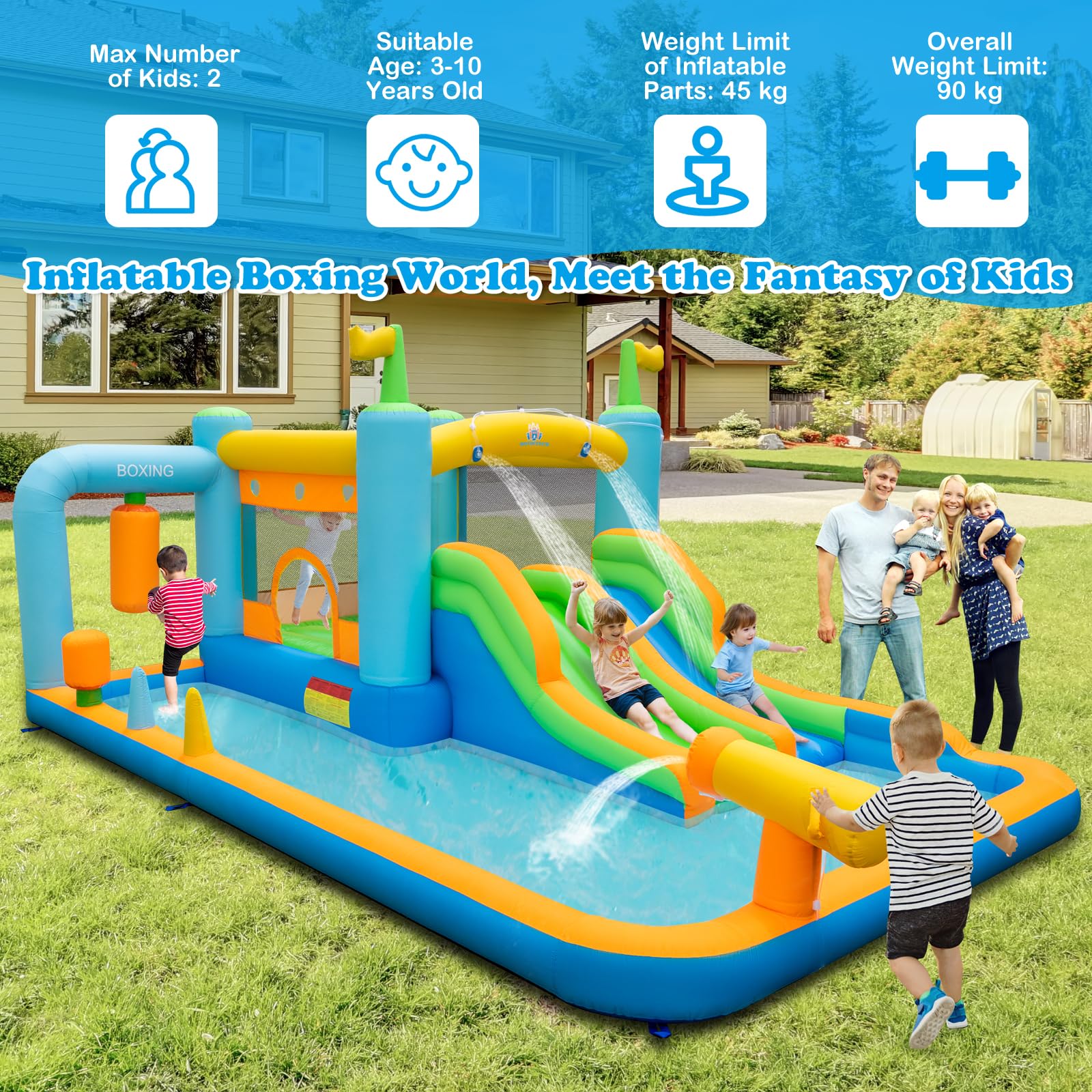 HONEY JOY Inflatable Water Slide, Kids Jumping Castle Bounce House - Image 6