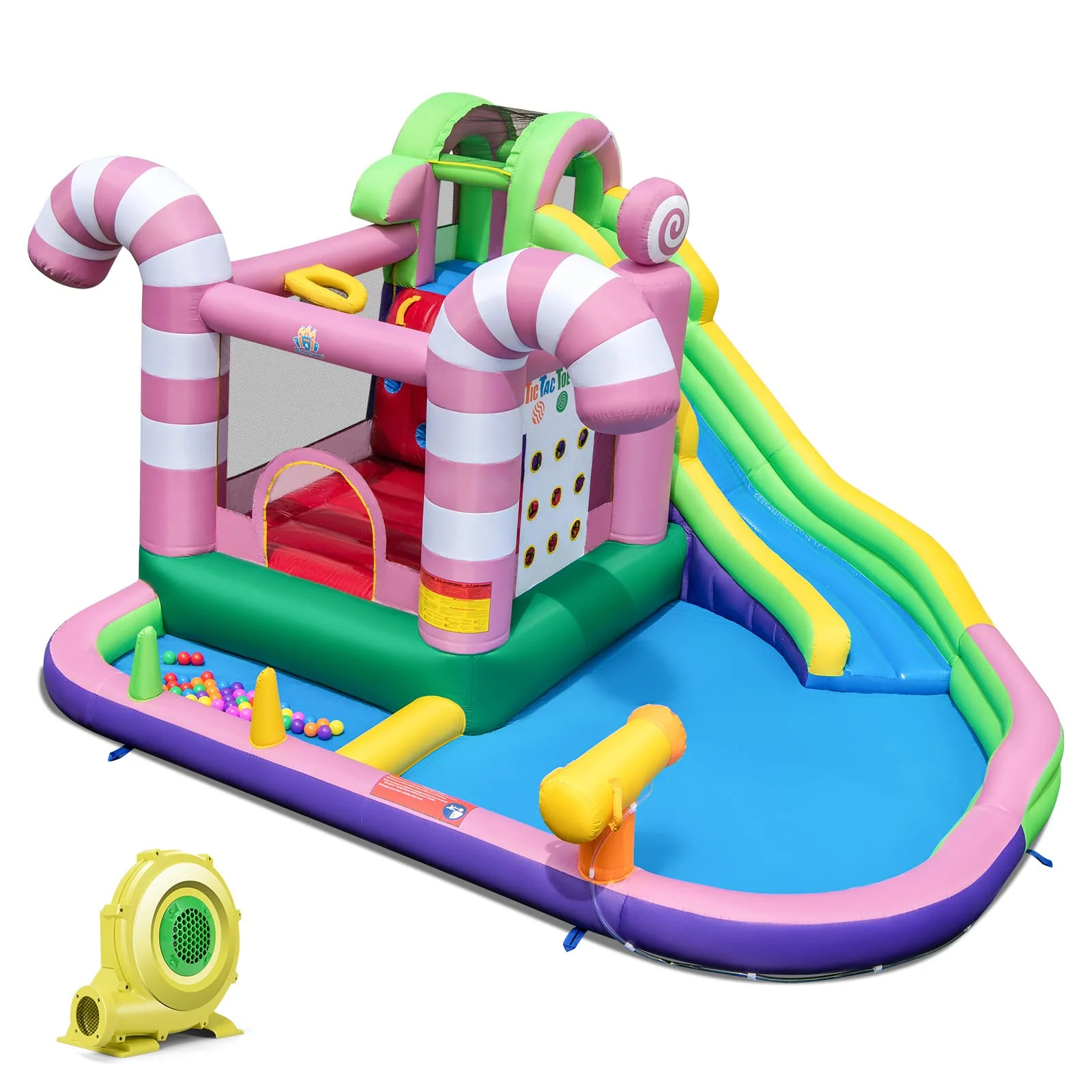 HONEY JOY Inflatable Water Slide, Wet Dry Inflatable Water Park Jumping Castle - Image 10