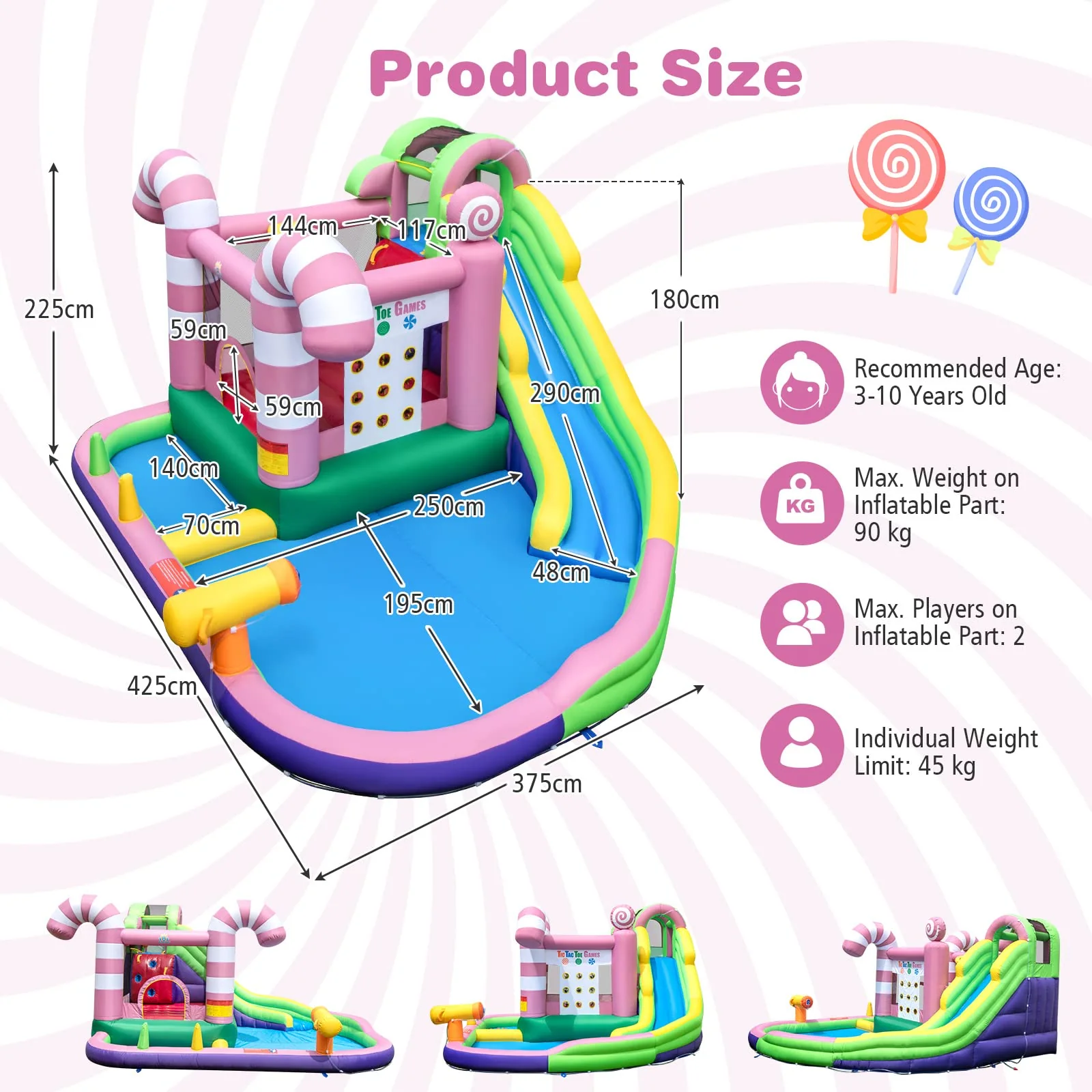 HONEY JOY Inflatable Water Slide, Wet Dry Inflatable Water Park Jumping Castle - Image 7
