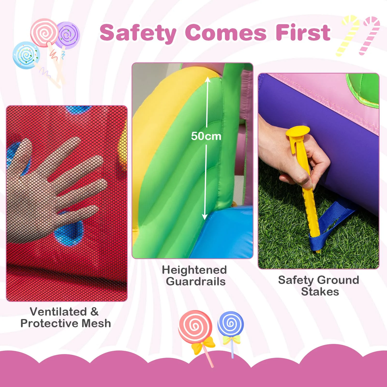 HONEY JOY Inflatable Water Slide, Wet Dry Inflatable Water Park Jumping Castle - Image 8