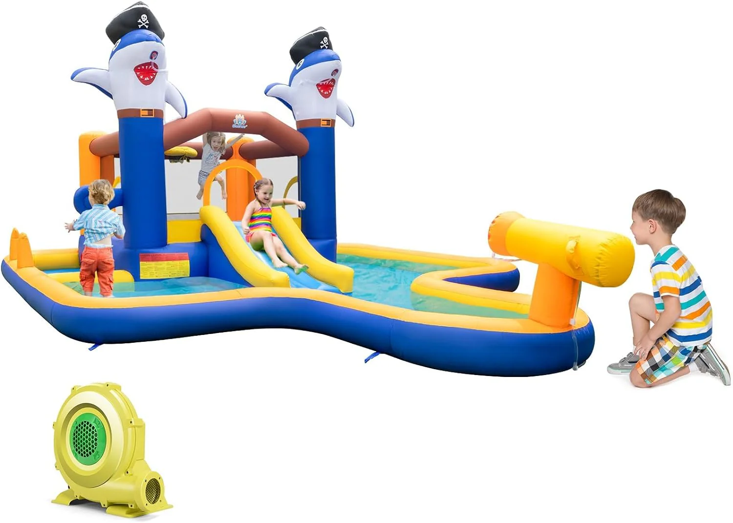 HONEY JOY Inflatable Waterslide, 6-in-1 Pirate Ship Bounce House - Image 14